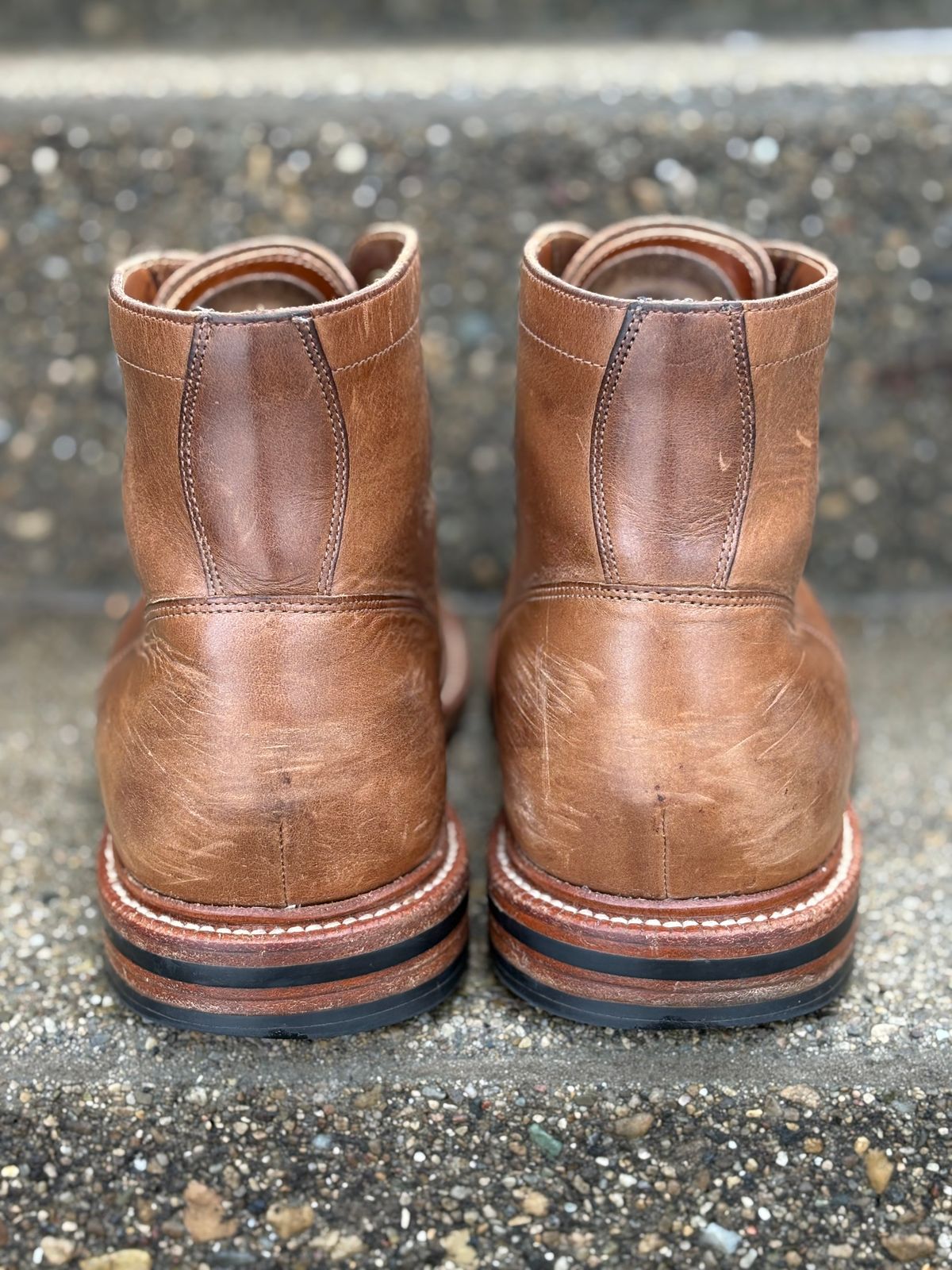Photo by drew_15 on February 1, 2026 of the Grant Stone Diesel Boot in Horween Dune Chromexcel.