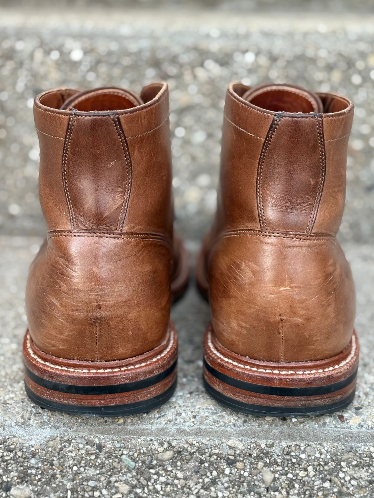 Photo by drew_15 on March 2, 2026 of the Grant Stone Diesel Boot in Horween Dune Chromexcel.