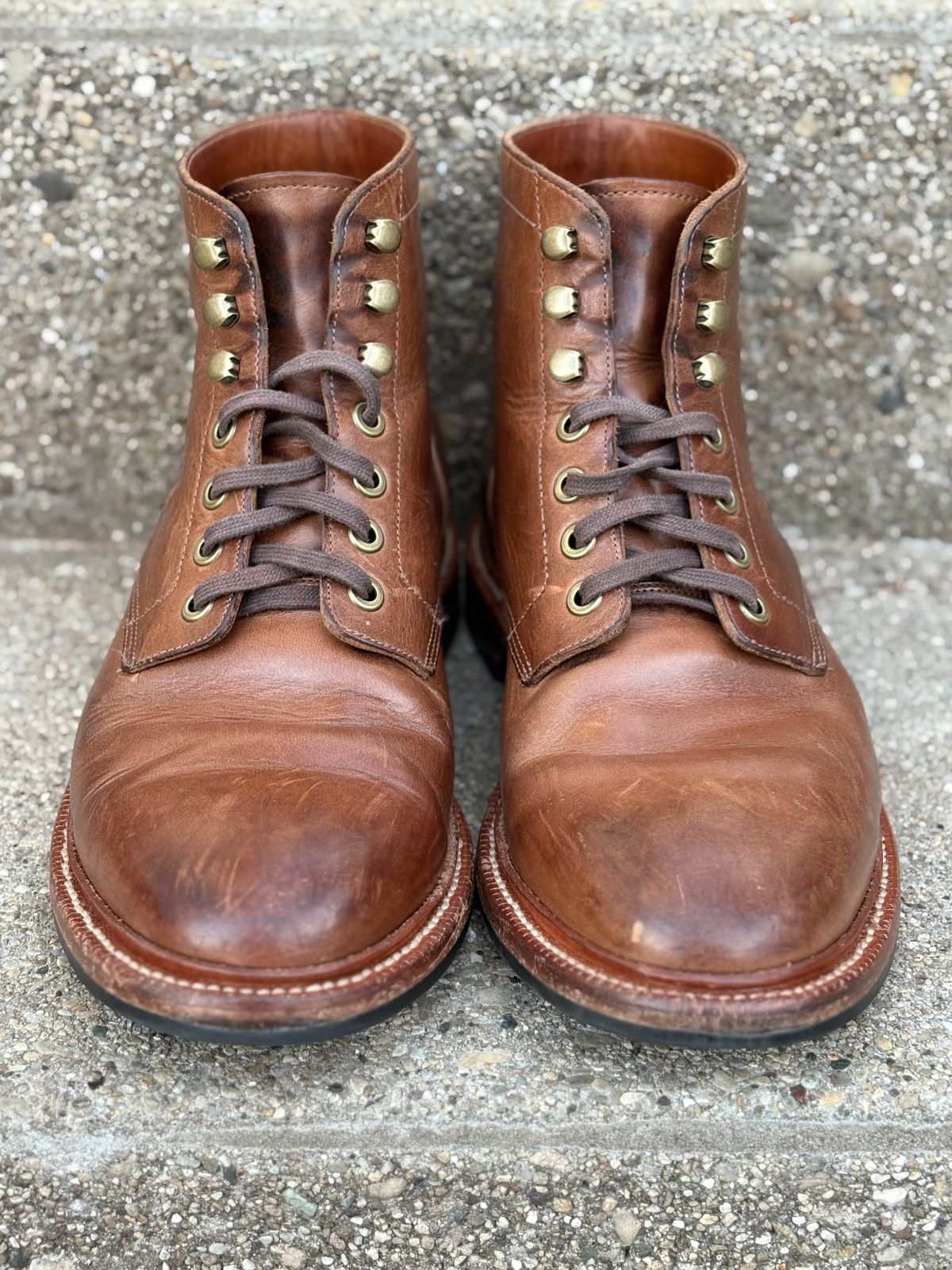 Photo by drew_15 on March 2, 2026 of the Grant Stone Diesel Boot in Horween Dune Chromexcel.