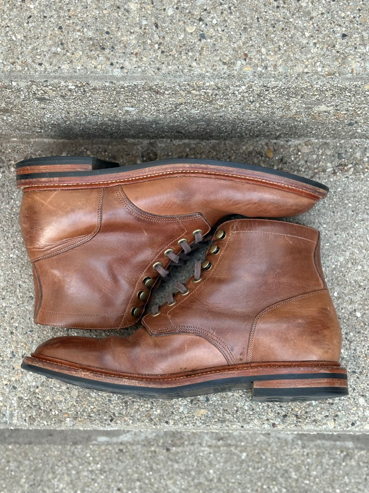 Photo by drew_15 on March 2, 2026 of the Grant Stone Diesel Boot in Horween Dune Chromexcel.