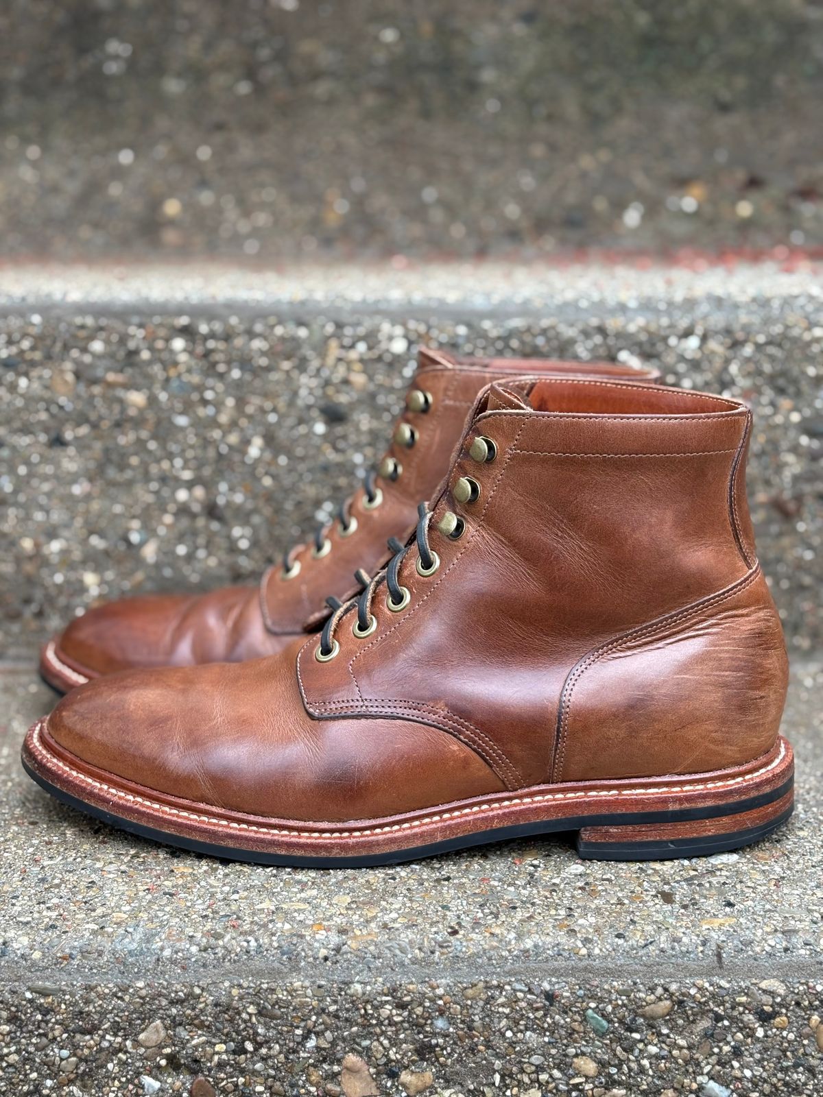 Photo by drew_15 on April 2, 2026 of the Grant Stone Diesel Boot in Horween Dune Chromexcel.