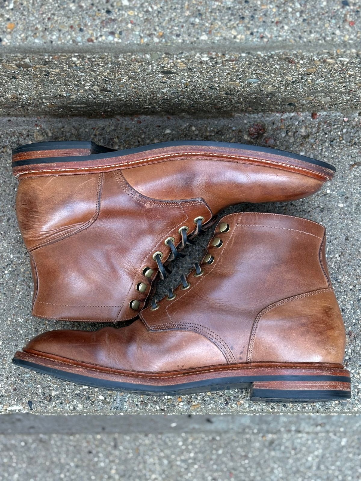 Photo by drew_15 on April 2, 2026 of the Grant Stone Diesel Boot in Horween Dune Chromexcel.