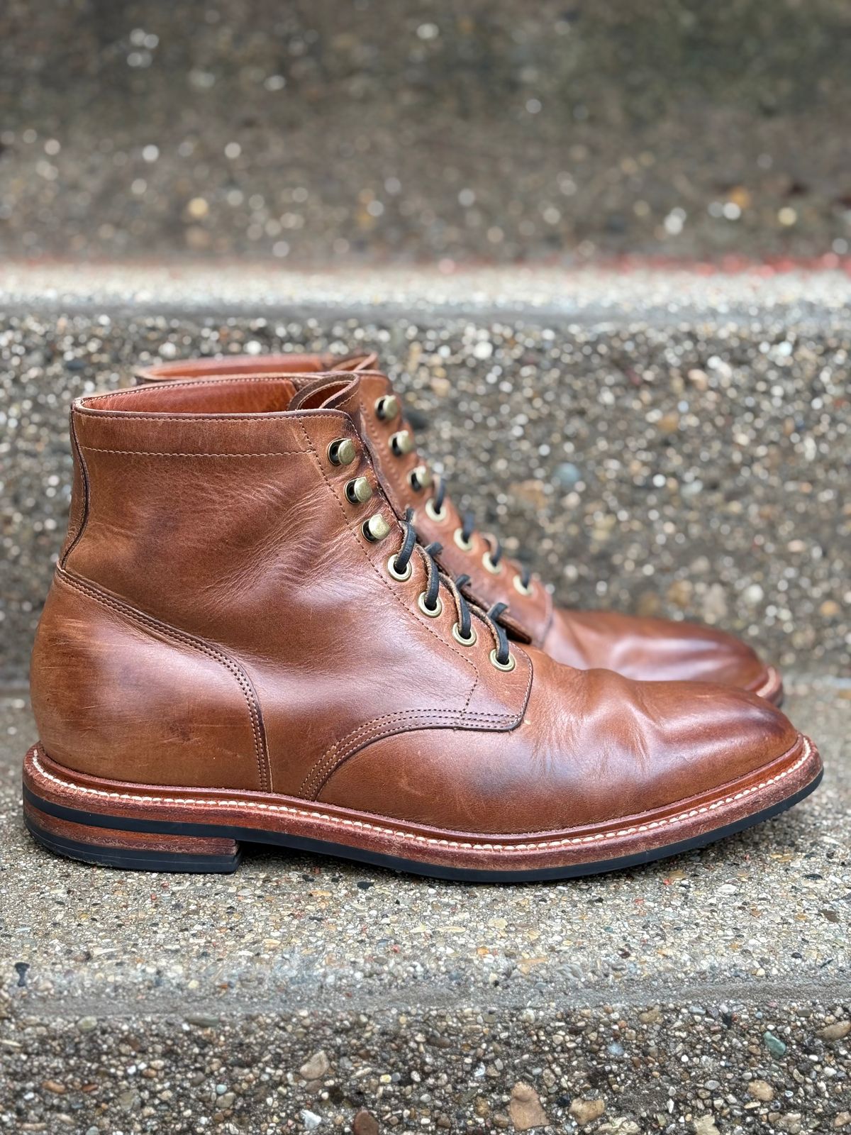 Photo by drew_15 on April 2, 2026 of the Grant Stone Diesel Boot in Horween Dune Chromexcel.