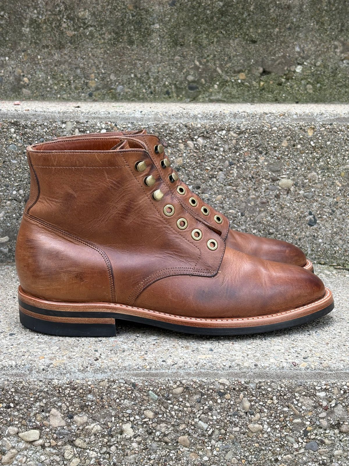 Photo by drew_15 on June 29, 2026 of the Grant Stone Diesel Boot in Horween Dune Chromexcel.