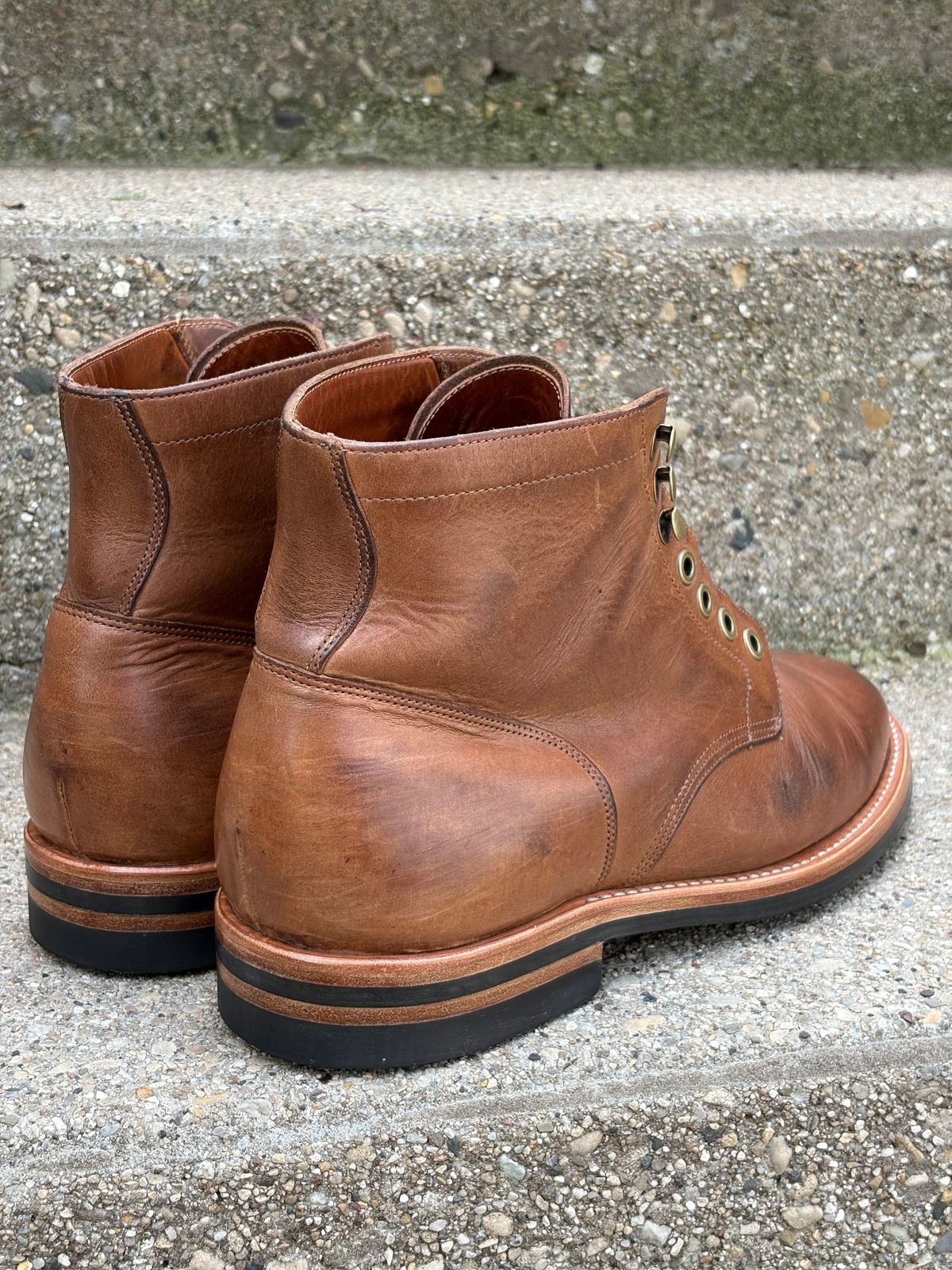 Photo by drew_15 on June 29, 2026 of the Grant Stone Diesel Boot in Horween Dune Chromexcel.