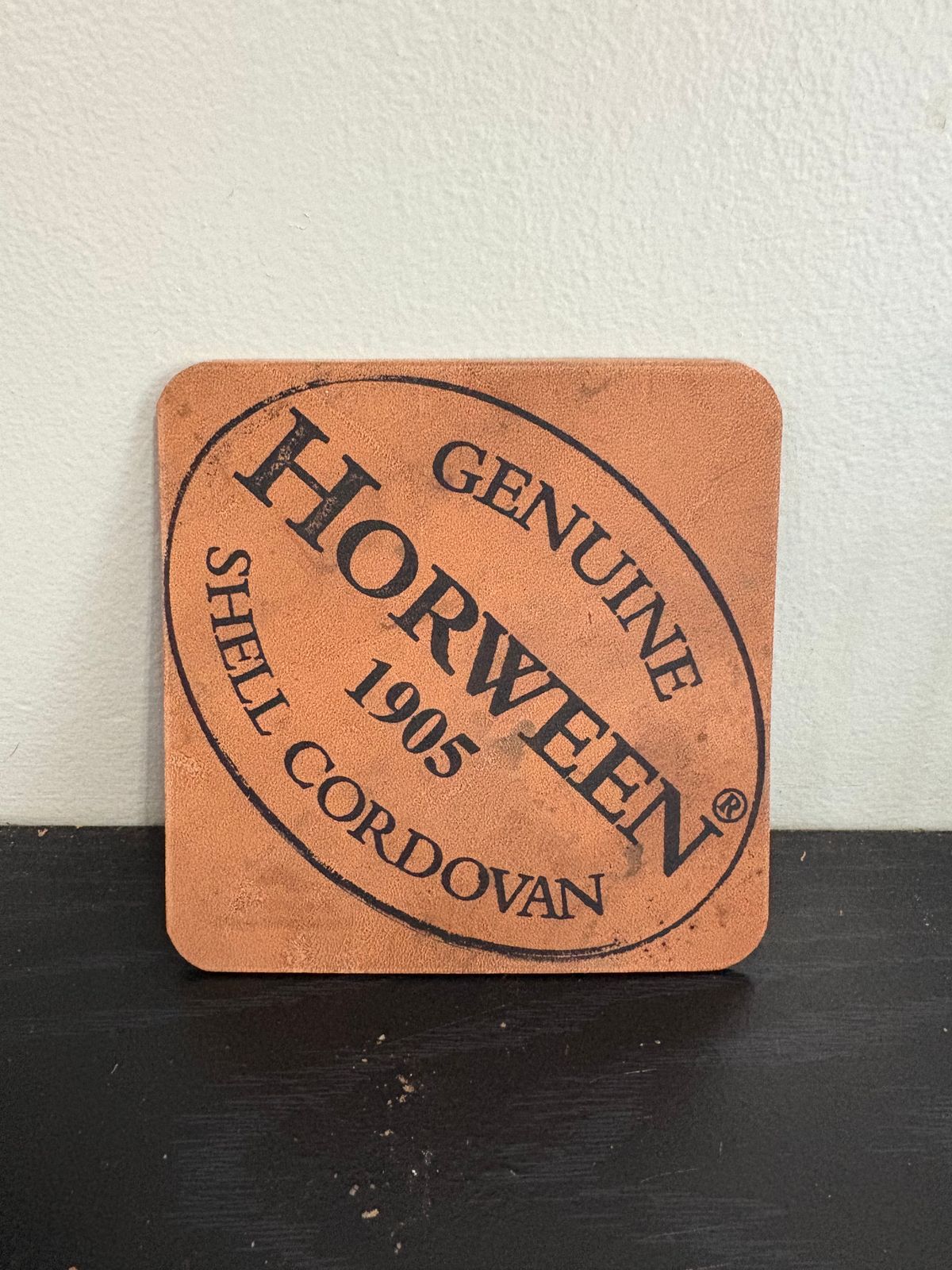 Photo by drew_15 on October 8, 2025 of the Pacific Handmade Coaster in Horween Bourbon Shell Cordovan.