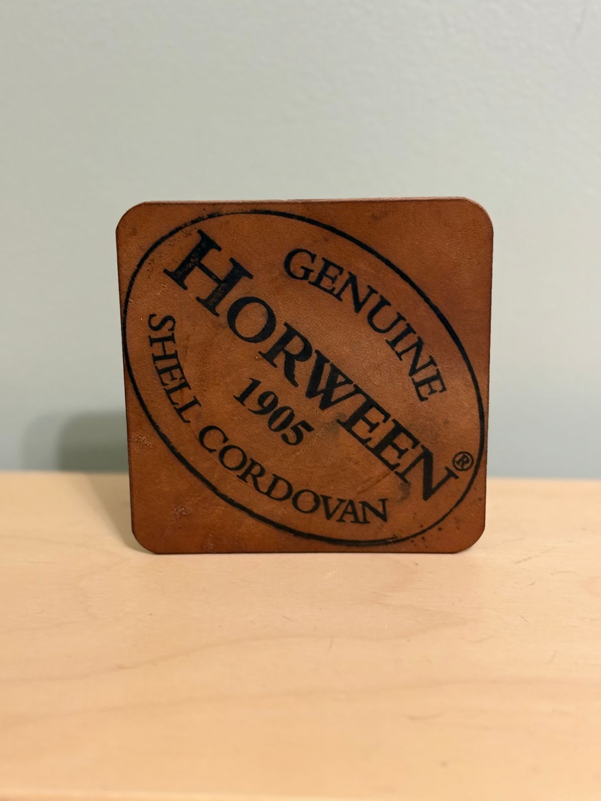 Photo by drew_15 on January 16, 2026 of the Pacific Handmade Coaster in Horween Bourbon Shell Cordovan.