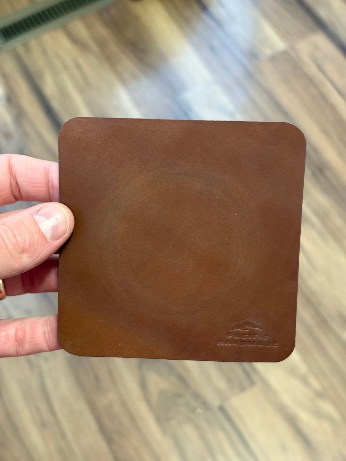 Photo by drew_15 on March 8, 2026 of the Pacific Handmade Coaster in Horween Bourbon Shell Cordovan.