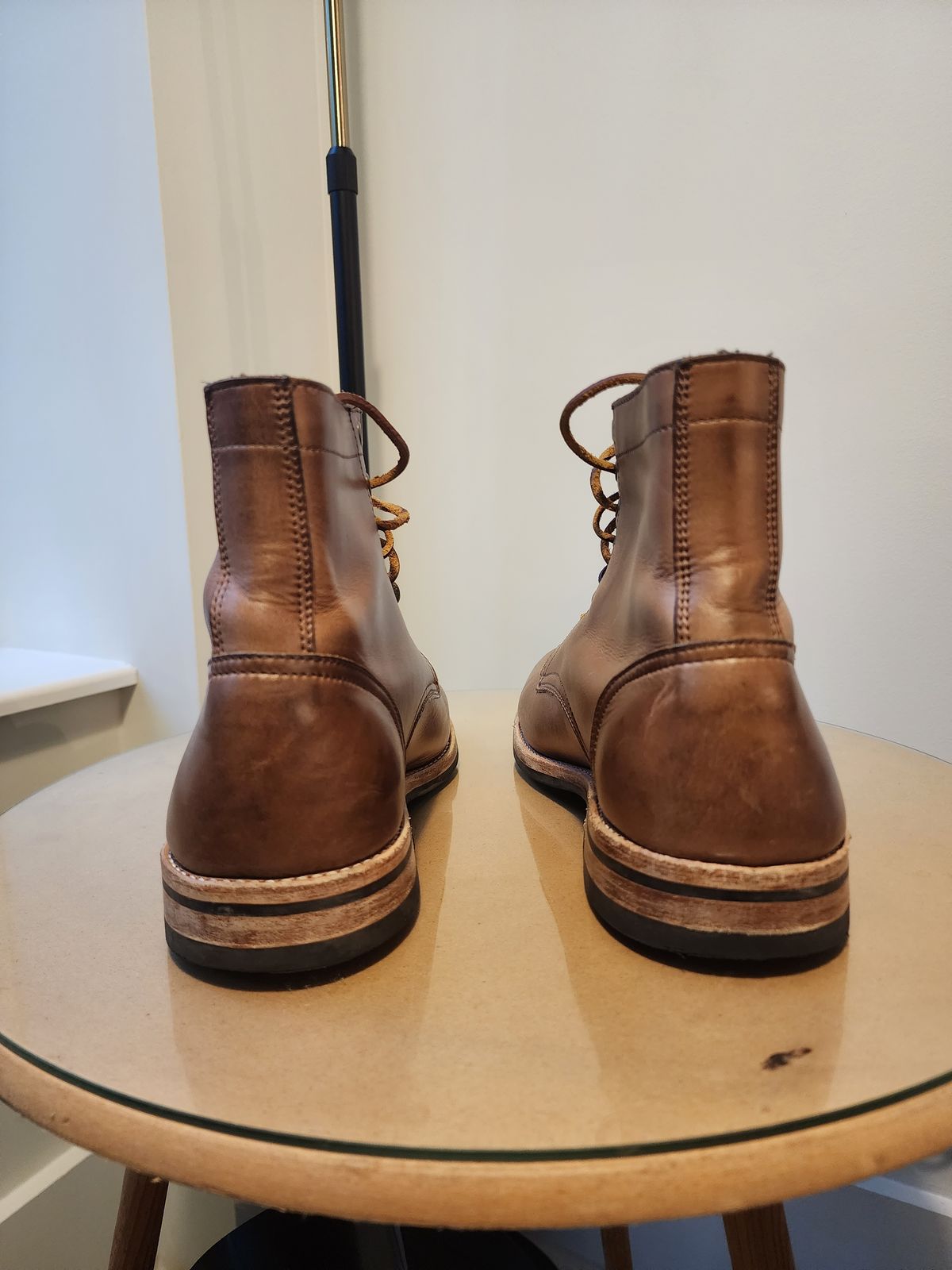 Photo by kobEsq on November 5, 2023 of the Oak Street Bootmakers Trench Boot in Horween Natural Chromexcel.