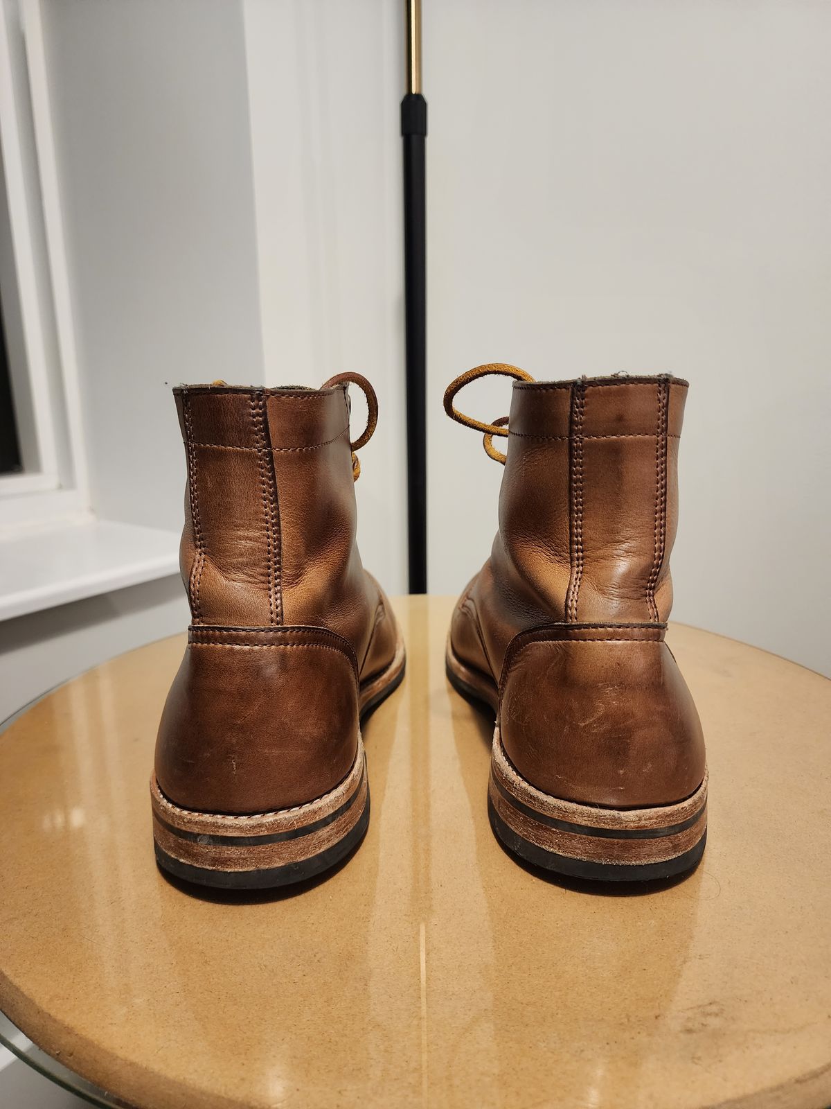Photo by kobEsq on December 6, 2023 of the Oak Street Bootmakers Trench Boot in Horween Natural Chromexcel.
