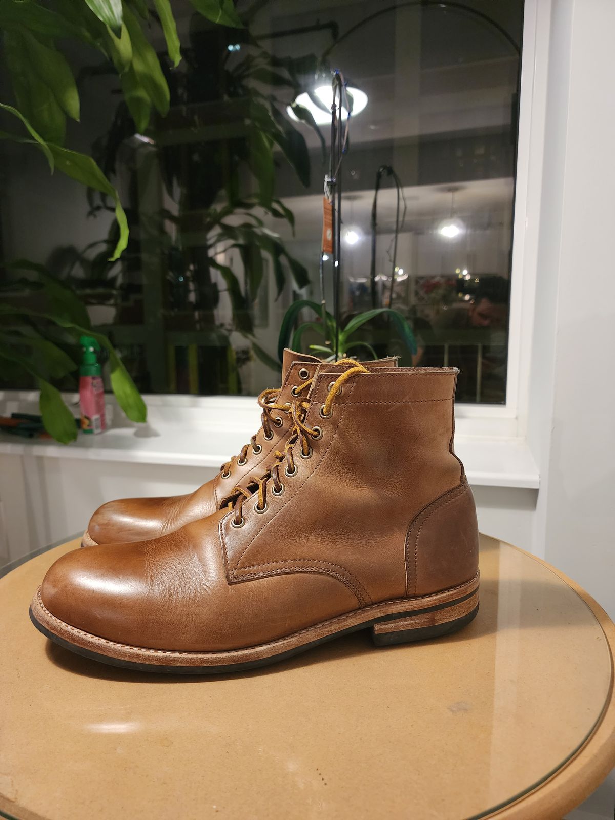 Photo by kobEsq on December 6, 2023 of the Oak Street Bootmakers Trench Boot in Horween Natural Chromexcel.