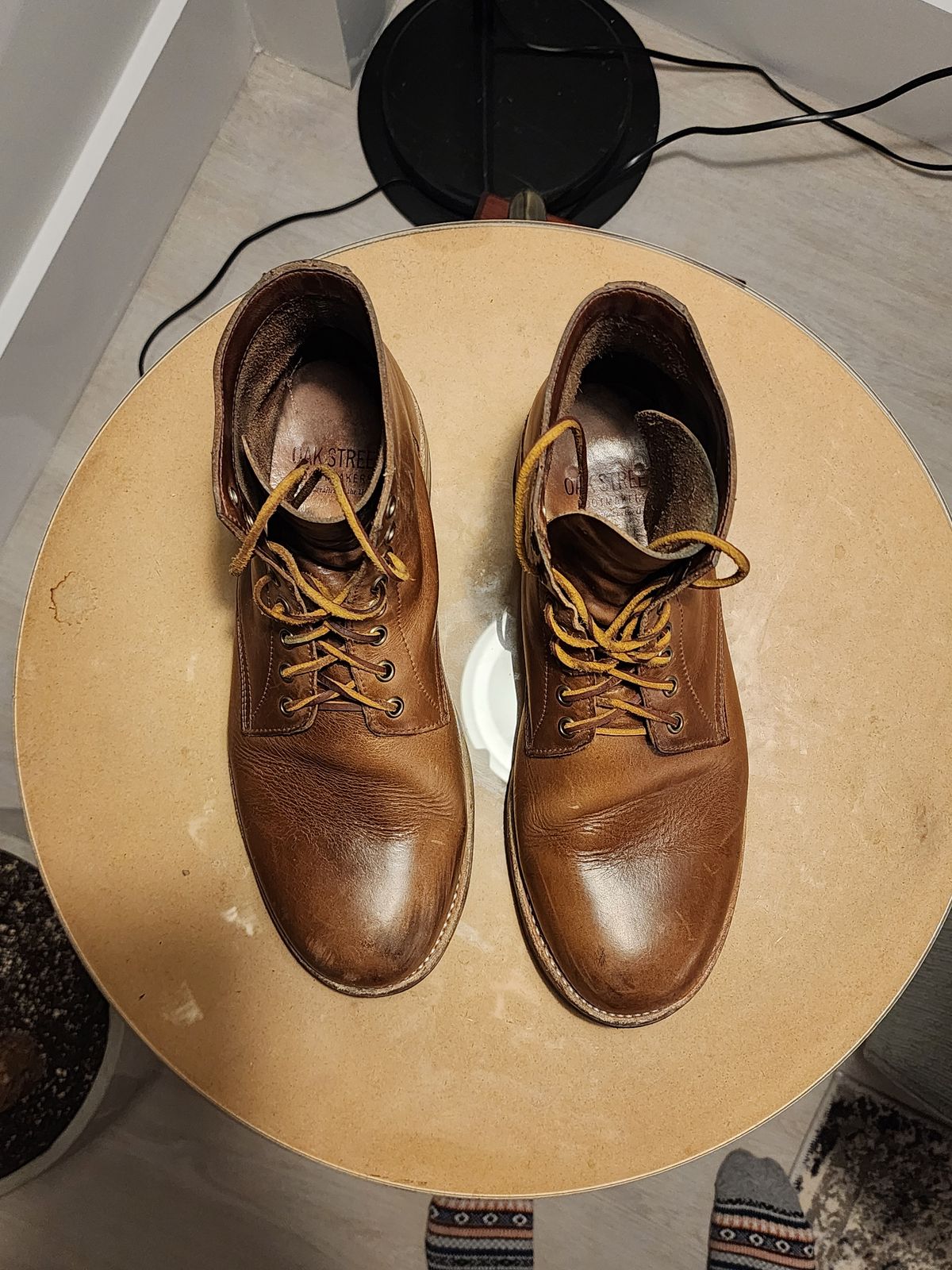 Photo by kobEsq on January 5, 2024 of the Oak Street Bootmakers Trench Boot in Horween Natural Chromexcel.