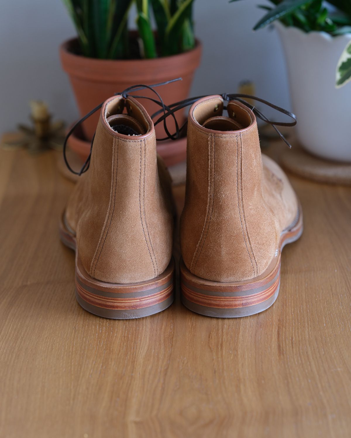 Photo by thepatinaarena on November 1, 2023 of the Viberg Derby Boot in C.F. Stead Anise Calf Suede.