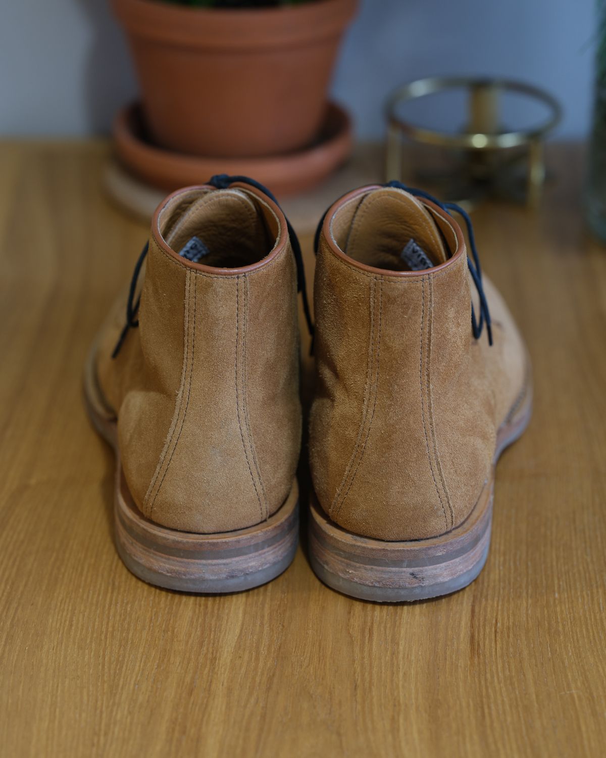 Photo by thepatinaarena on December 3, 2023 of the Viberg Derby Boot in C.F. Stead Anise Calf Suede.