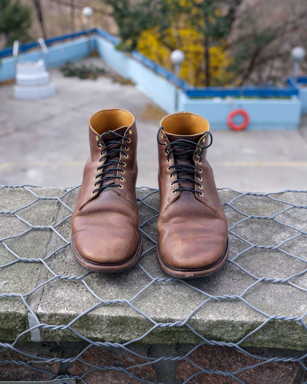 Photo by thepatinaarena on December 4, 2021 of the Viberg Wholecut Derby Boot in Horween Rowdy Dachshund.