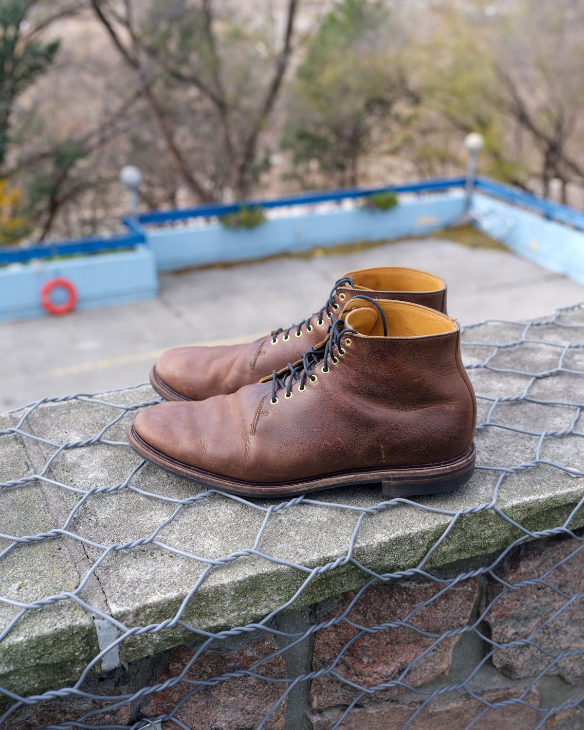 Photo by thepatinaarena on December 4, 2021 of the Viberg Wholecut Derby Boot in Horween Rowdy Dachshund.