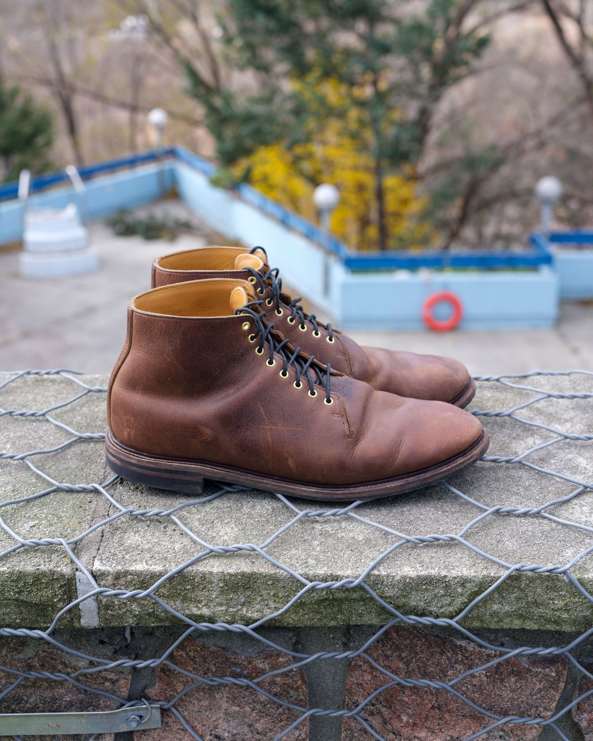 Photo by thepatinaarena on December 4, 2021 of the Viberg Wholecut Derby Boot in Horween Rowdy Dachshund.