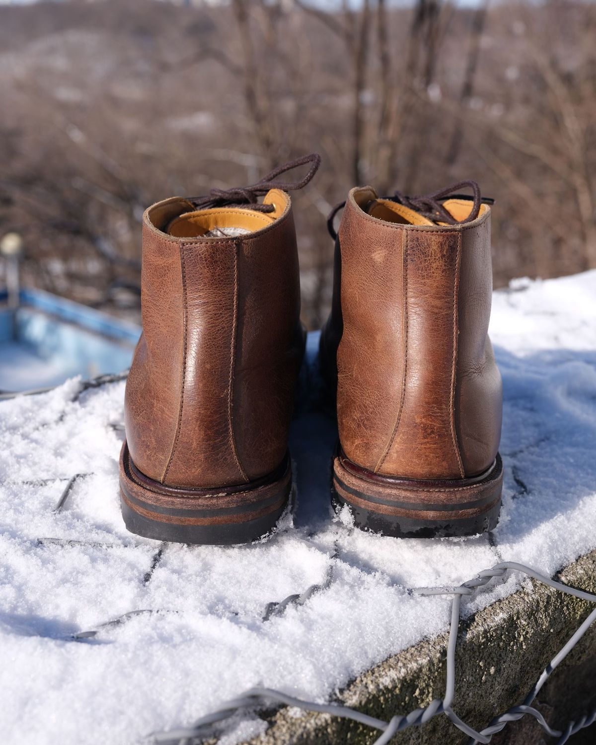Photo by thepatinaarena on January 3, 2022 of the Viberg Wholecut Derby Boot in Horween Rowdy Dachshund.