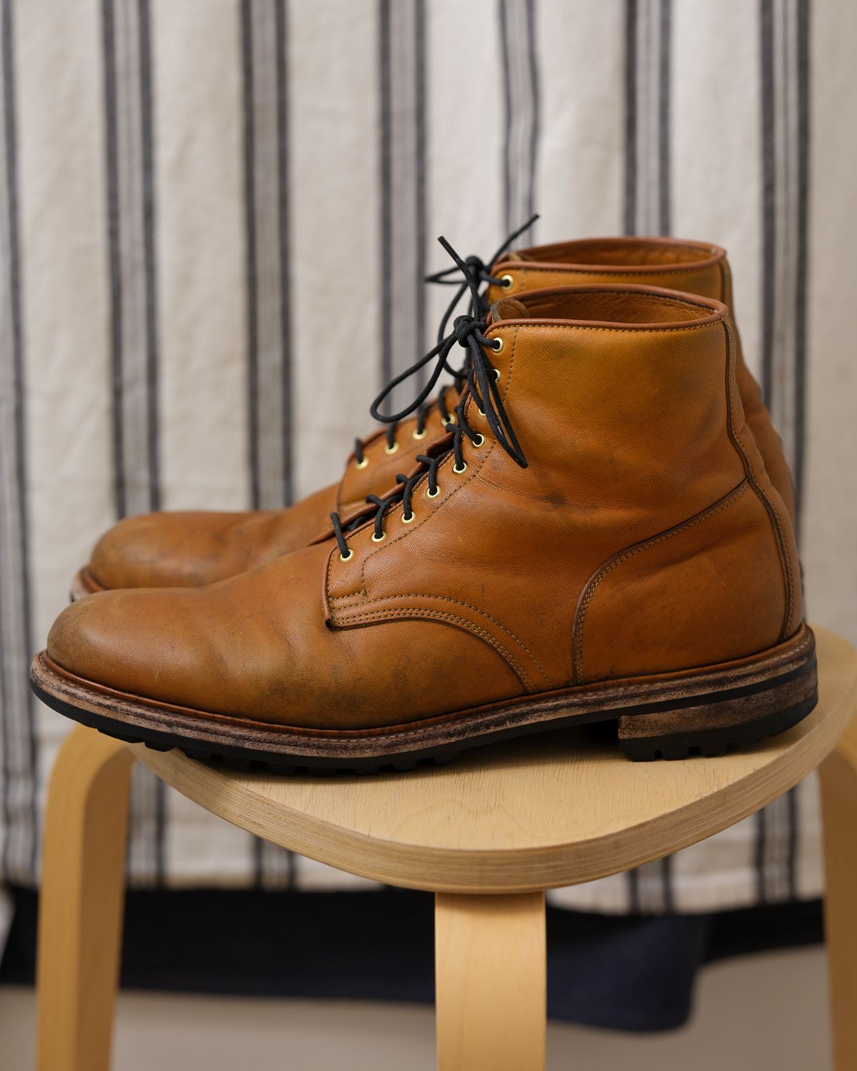 Photo by thepatinaarena on January 1, 2023 of the Viberg Officer Boot in Shinki Camel Latigo Horsehide.