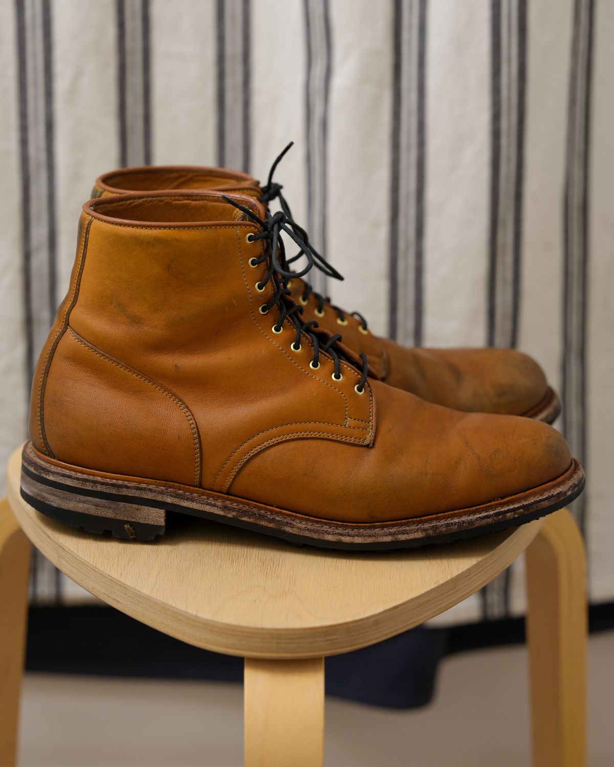 Photo by thepatinaarena on January 1, 2023 of the Viberg Officer Boot in Shinki Camel Latigo Horsehide.