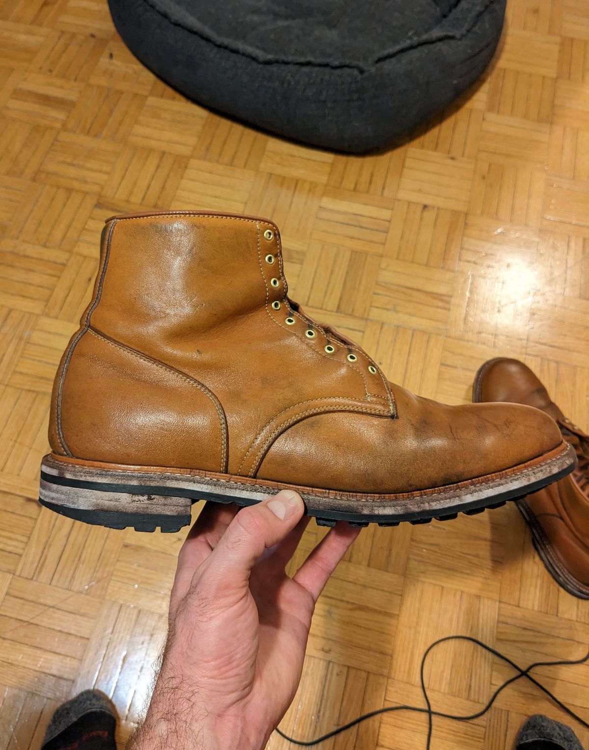 Photo by thepatinaarena on March 1, 2023 of the Viberg Officer Boot in Shinki Camel Latigo Horsehide.