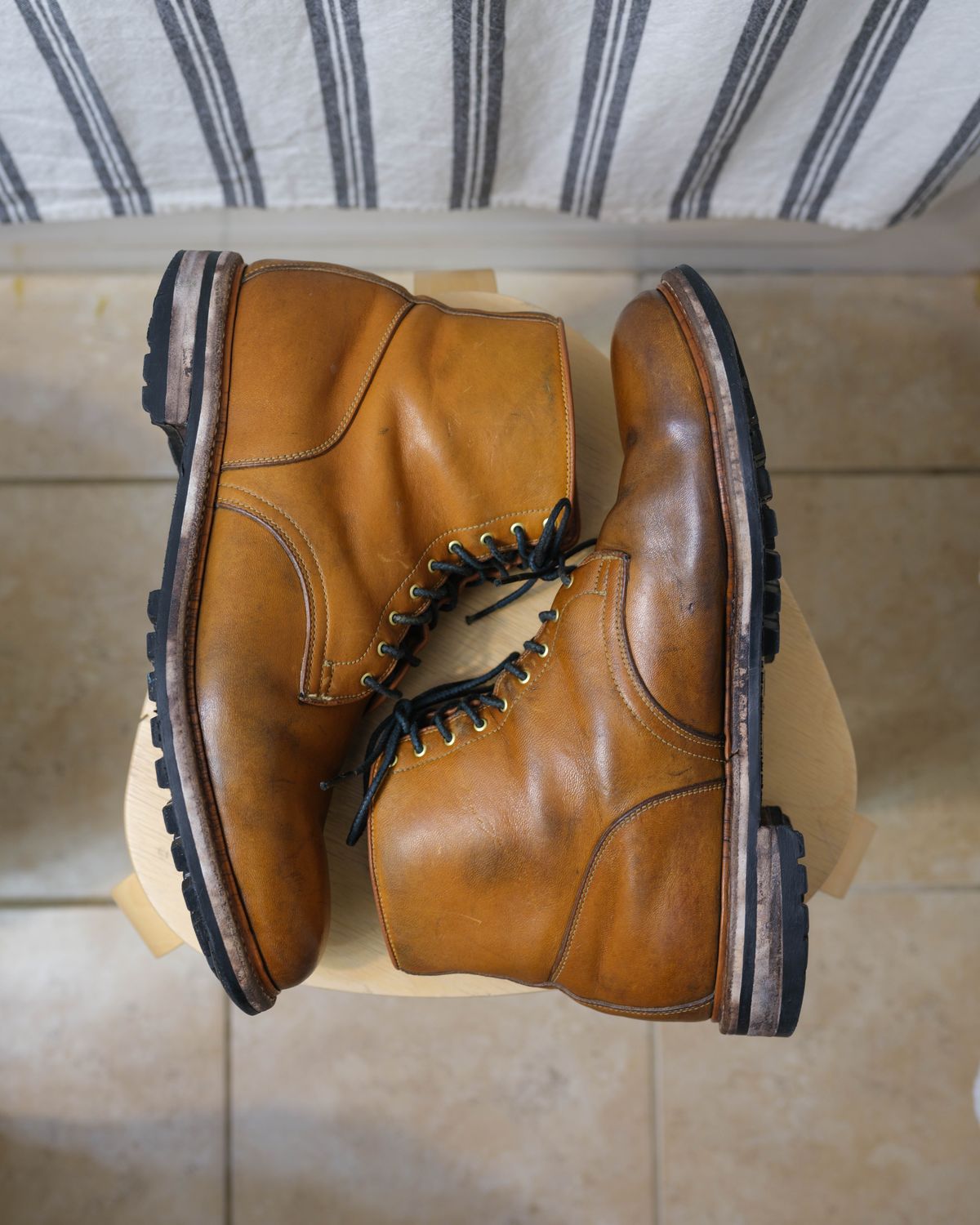 Photo by thepatinaarena on March 1, 2023 of the Viberg Officer Boot in Shinki Camel Latigo Horsehide.