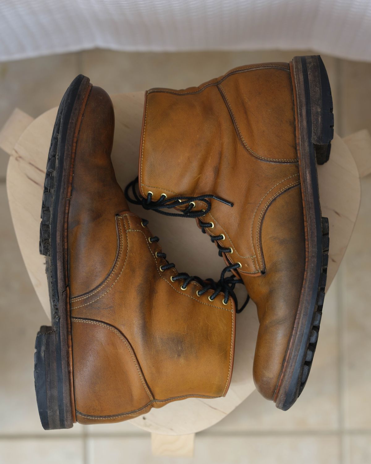 Photo by thepatinaarena on April 6, 2023 of the Viberg Officer Boot in Shinki Camel Latigo Horsehide.