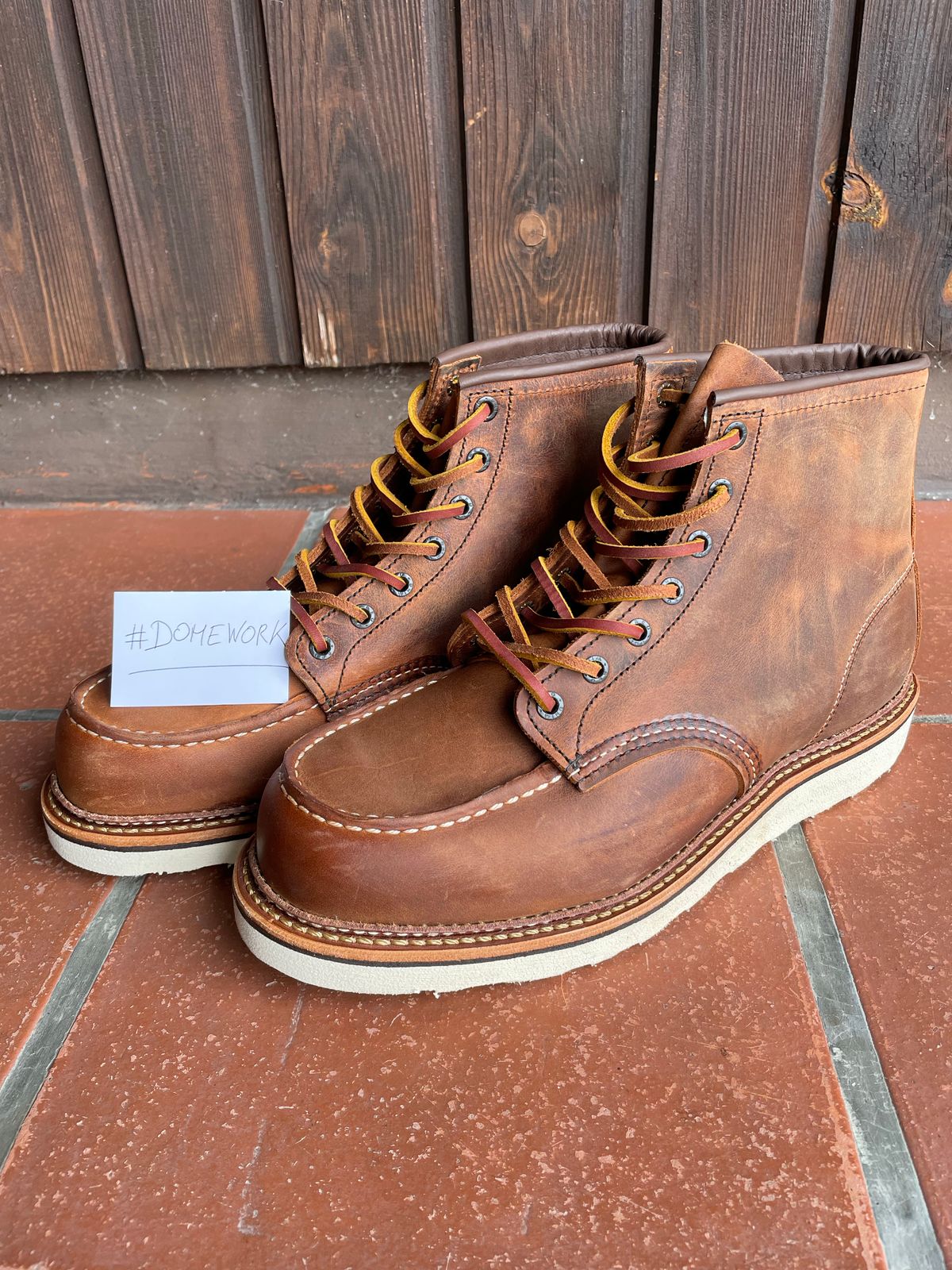 Photo by DRVX on October 1, 2022 of the Red Wing 6-Inch Classic Moc in S.B. Foot Copper Rough and Tough.