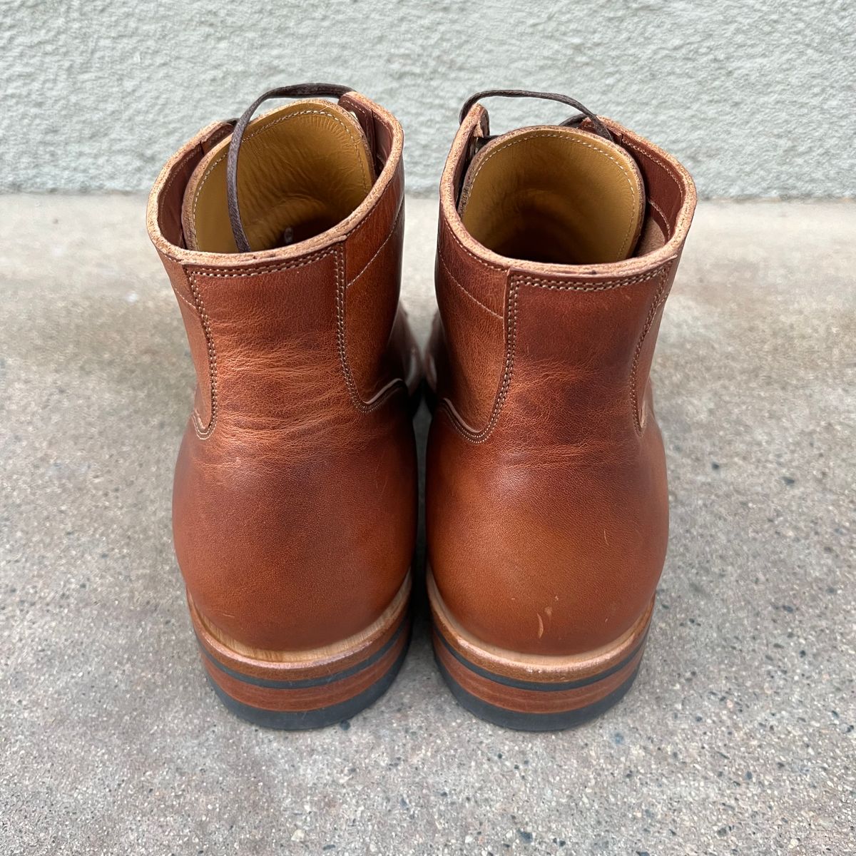 Photo by samepantssameboots6months on October 1, 2022 of the Viberg Service Boot BCT in Horween Burned Oak Dublin.