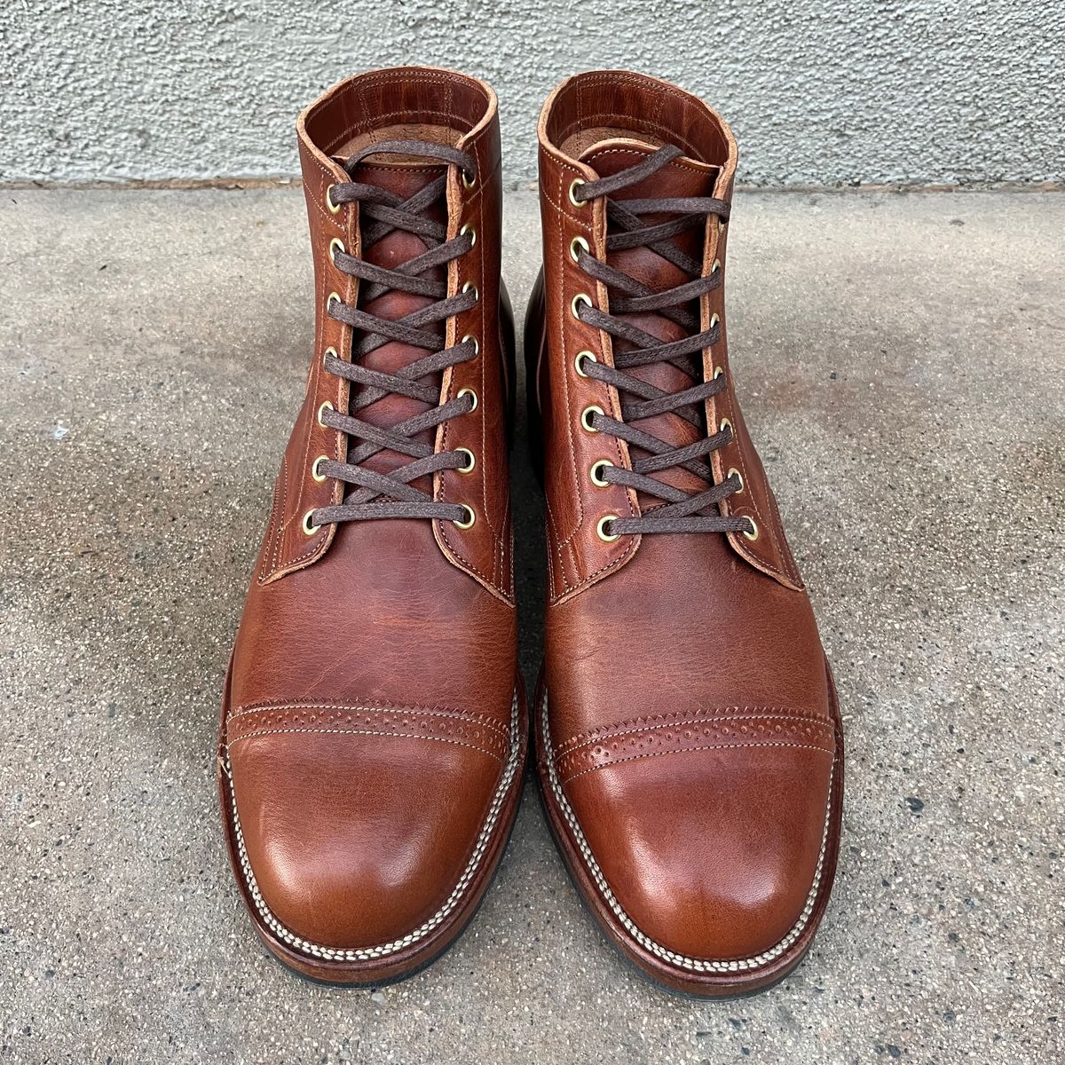 Photo by samepantssameboots6months on October 1, 2022 of the Viberg Service Boot BCT in Horween Burned Oak Dublin.