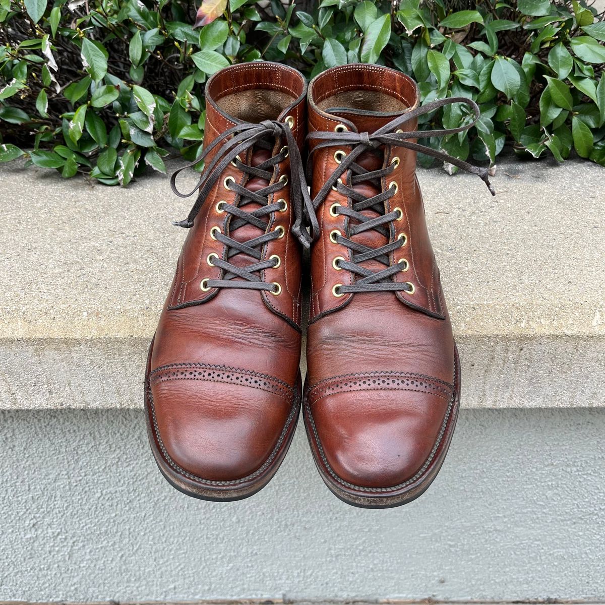 Photo by samepantssameboots6months on March 5, 2023 of the Viberg Service Boot BCT in Horween Burned Oak Dublin.