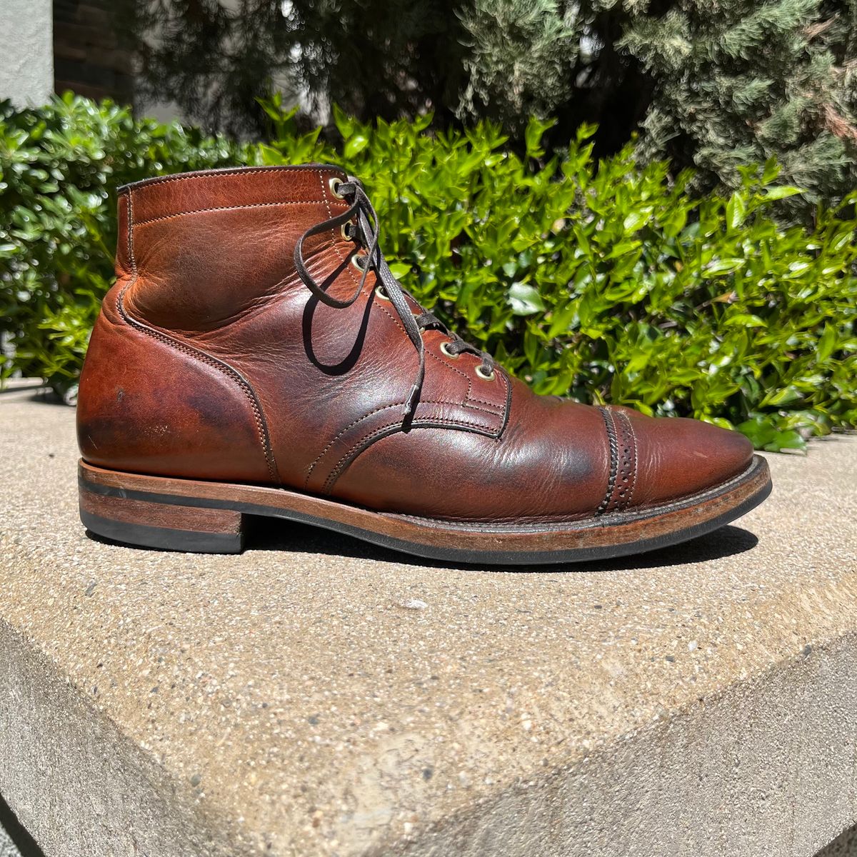 Photo by samepantssameboots6months on April 2, 2023 of the Viberg Service Boot BCT in Horween Burned Oak Dublin.