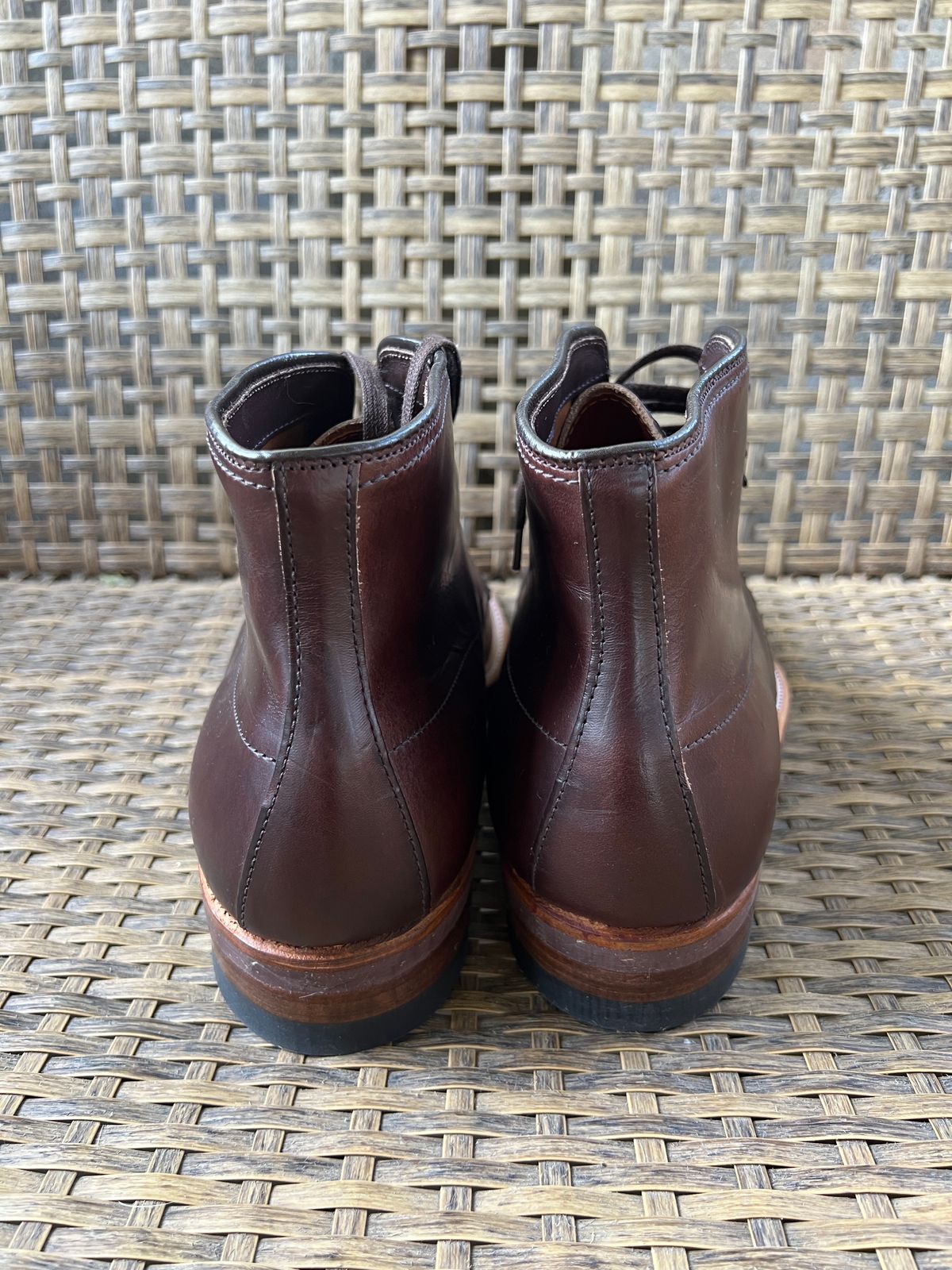 Photo by fuzzytrashcan on October 1, 2023 of the Alden Indy Boot in Horween Brown Chromexcel.