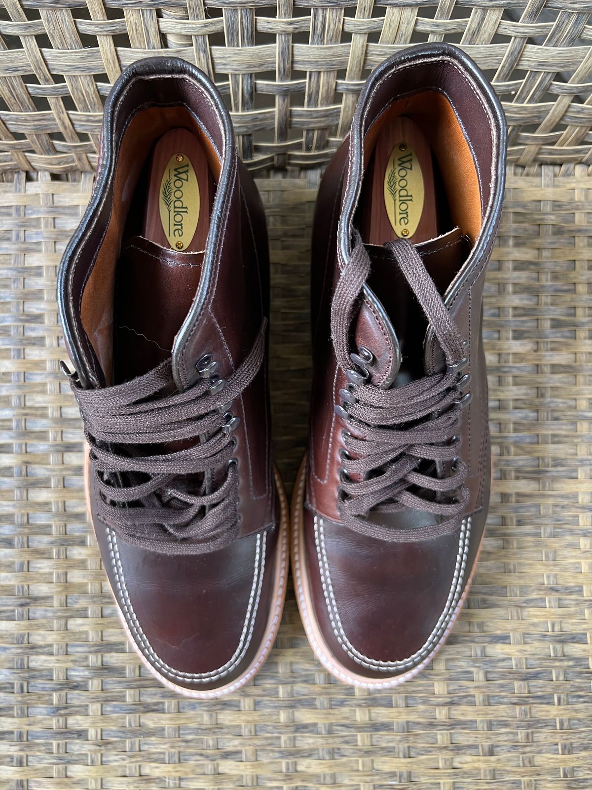 Photo by fuzzytrashcan on October 1, 2023 of the Alden Indy Boot in Horween Brown Chromexcel.