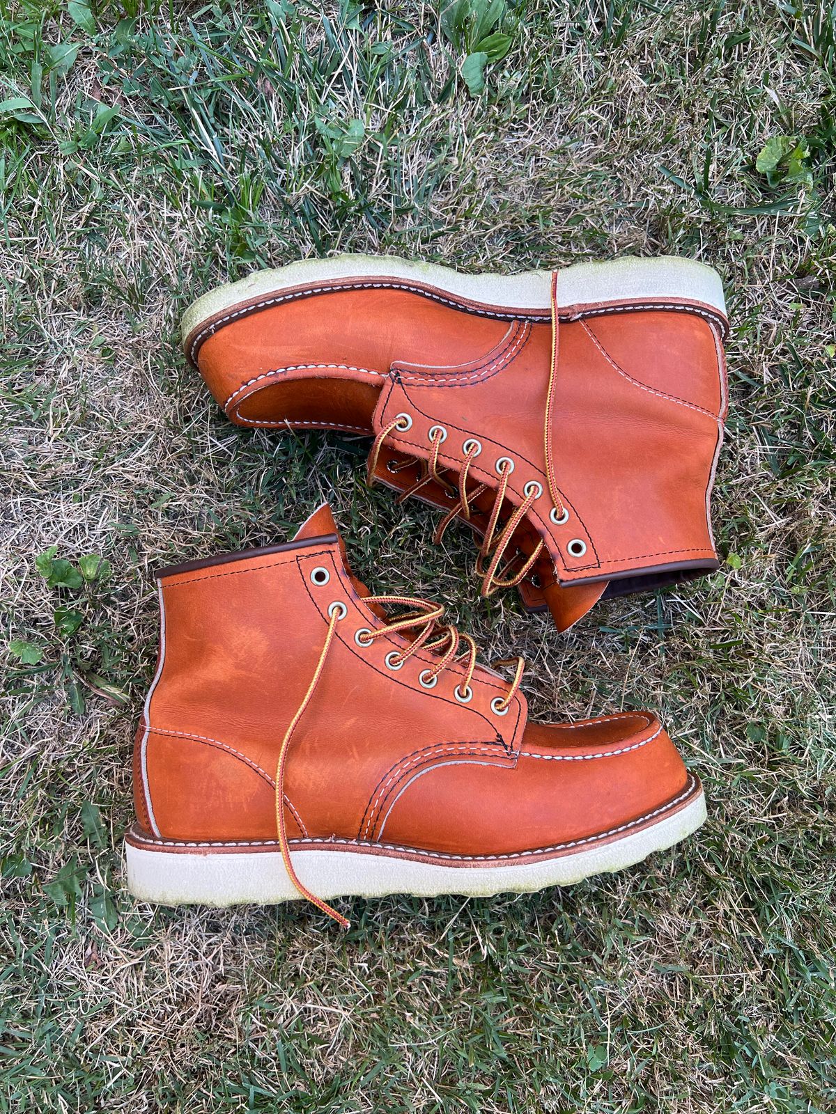 Photo by fuzzytrashcan on August 12, 2022 of the Red Wing 6-Inch Classic Moc in S.B. Foot Oro Legacy.