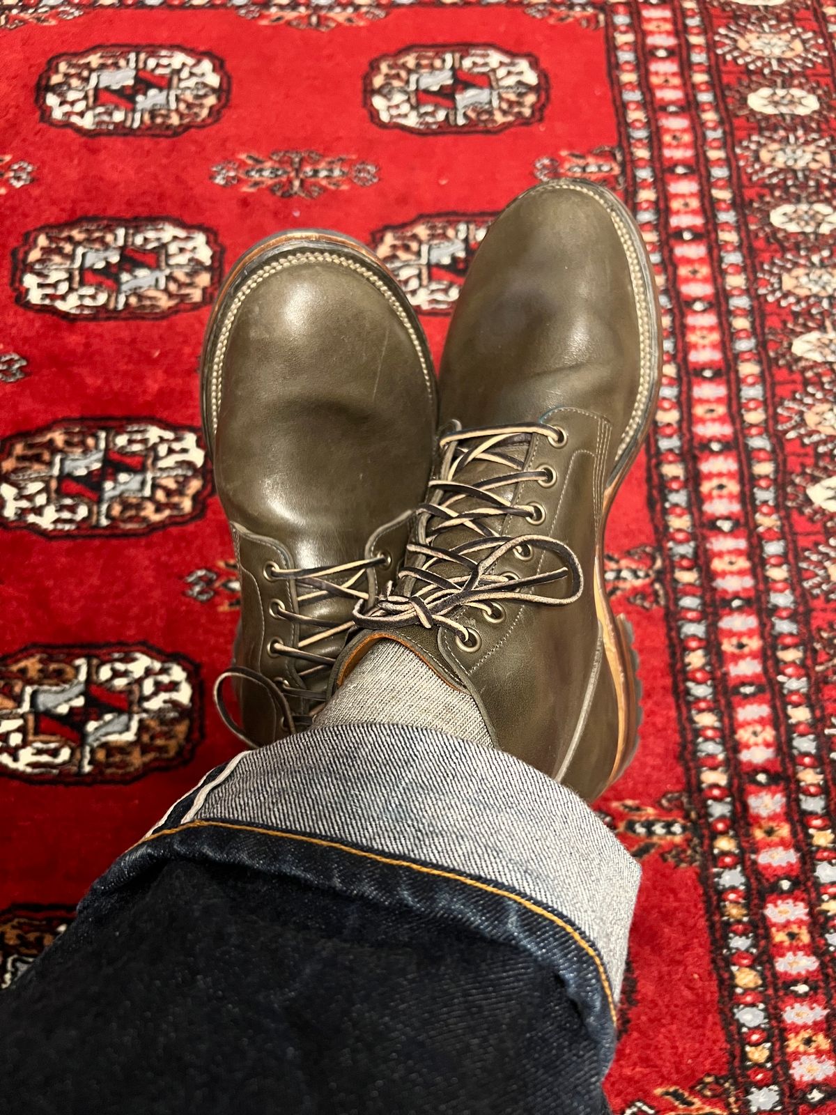 Photo by tooth on October 13, 2023 of the Viberg Boondocker in Maryam Olive TPR Horsebutt.