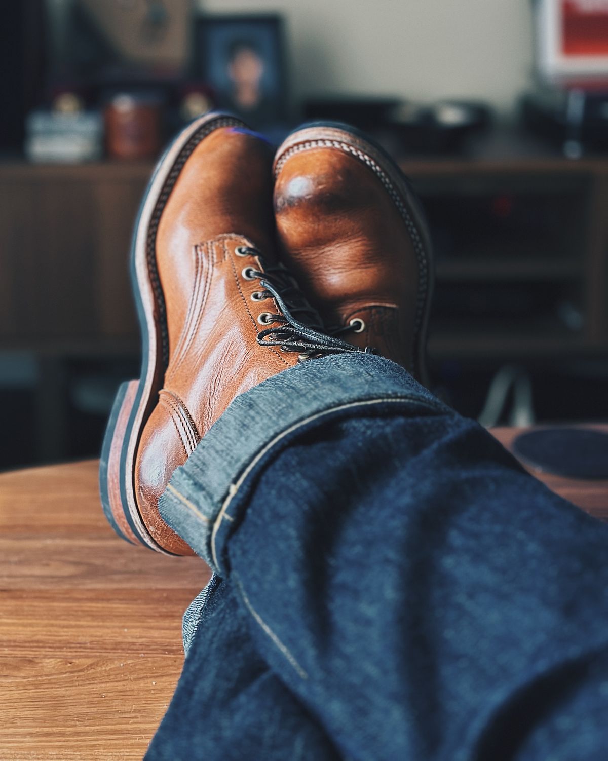 Photo by BigDudeInDenim on March 5, 2023 of the Nicks Prospector in Horween Natural Dublin.