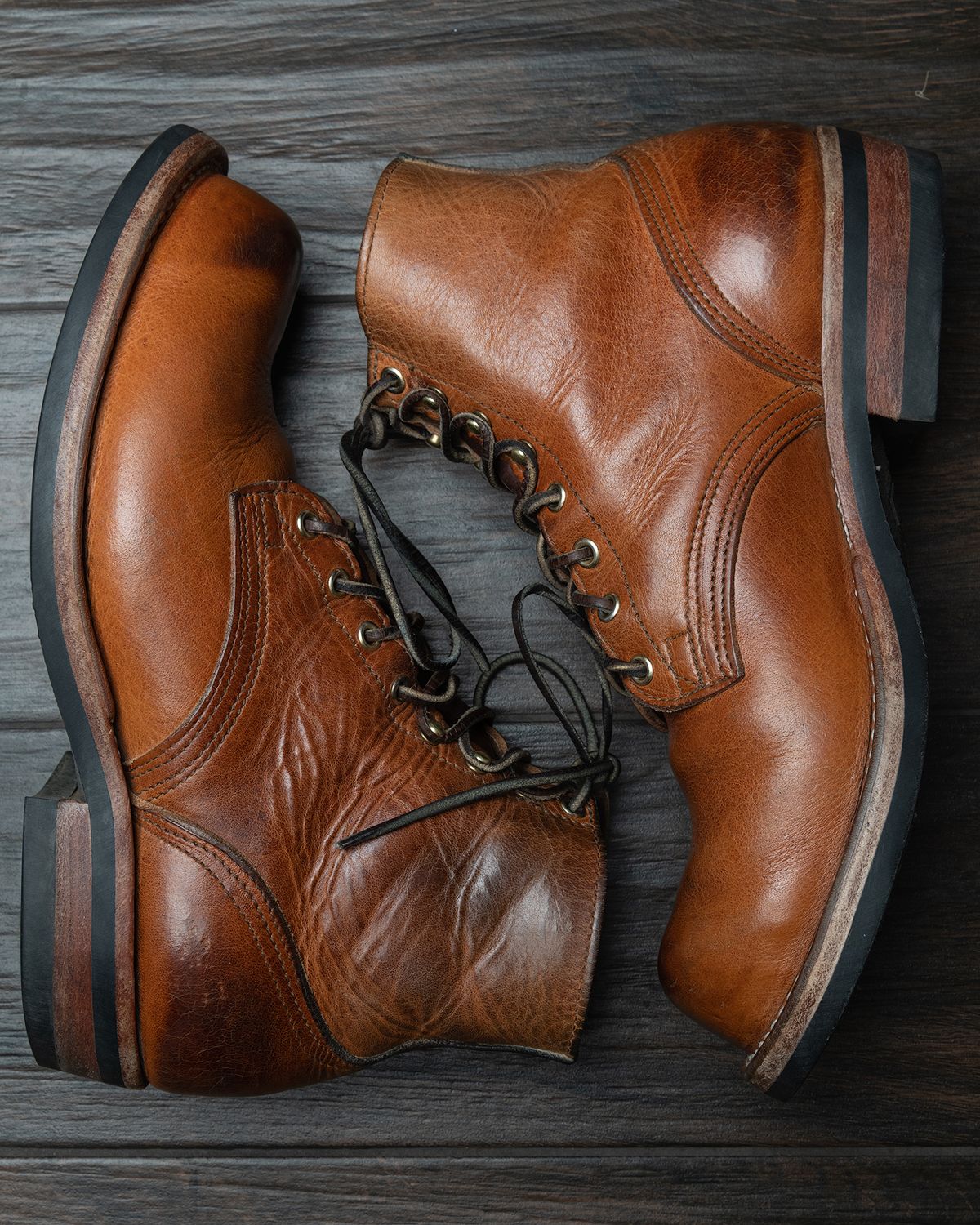 Photo by BigDudeInDenim on April 4, 2023 of the Nicks Prospector in Horween Natural Dublin.