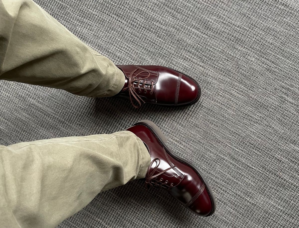 Photo by TheIncomer on February 9, 2024 of the Sanders Military Derby Shoe 1128R in Calf Leather (polished).