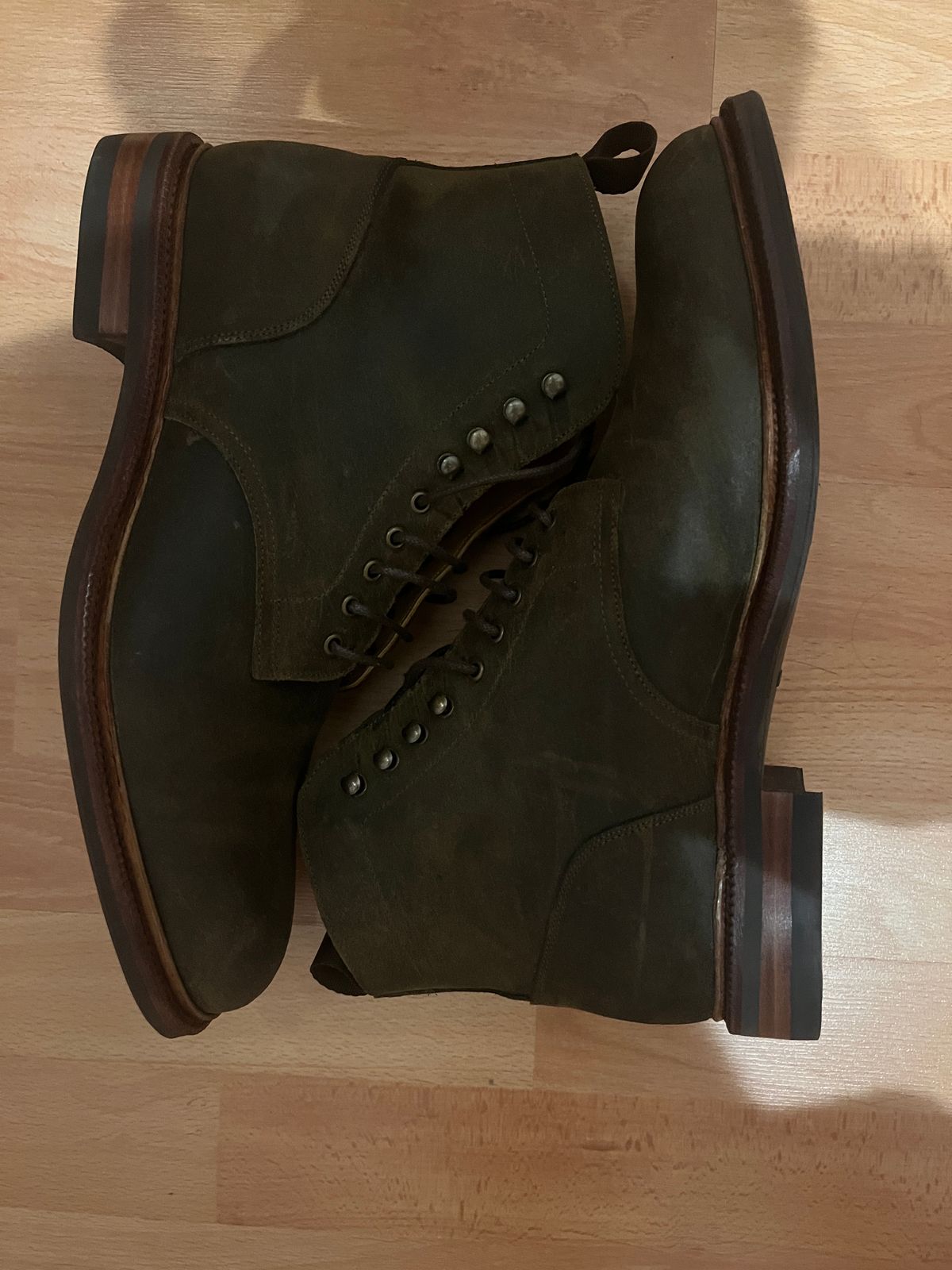 Photo by mjones15 on October 1, 2023 of the Meermin Service Boot in C.F. Stead Leaf Green Waxy Commander Suede.