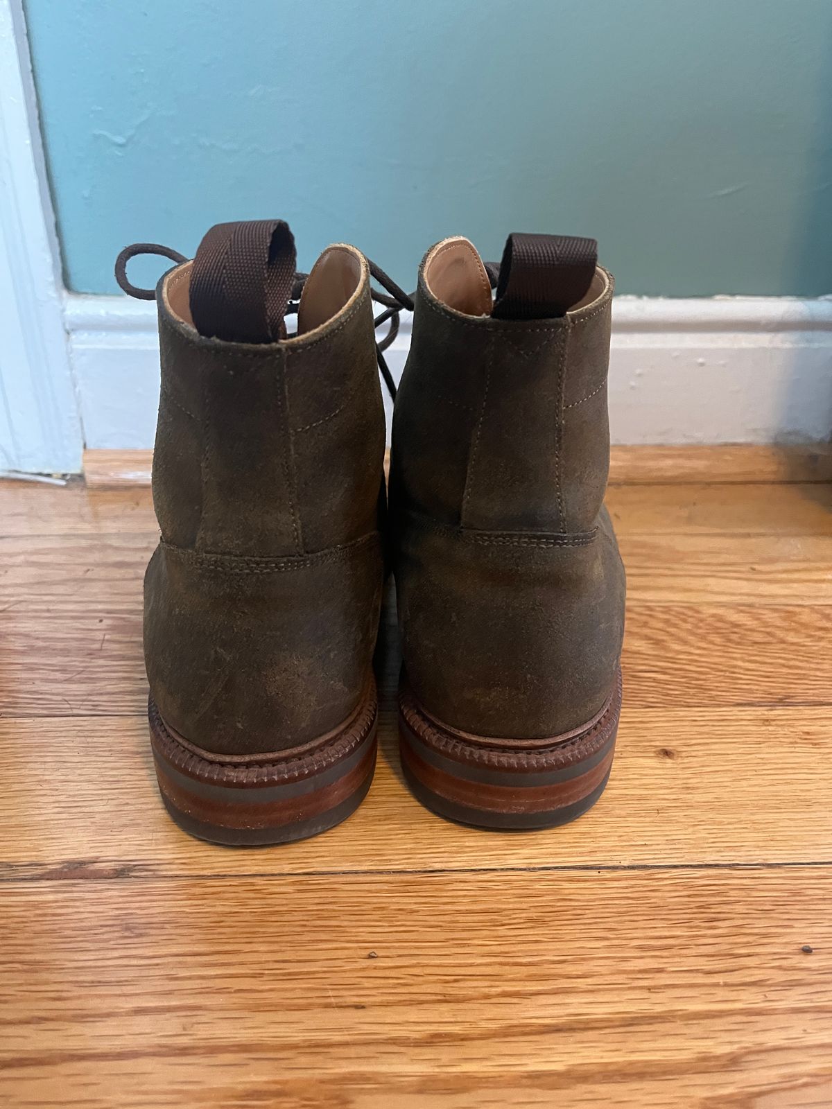 Photo by mjones15 on November 7, 2023 of the Meermin Service Boot in C.F. Stead Leaf Green Waxy Commander Suede.