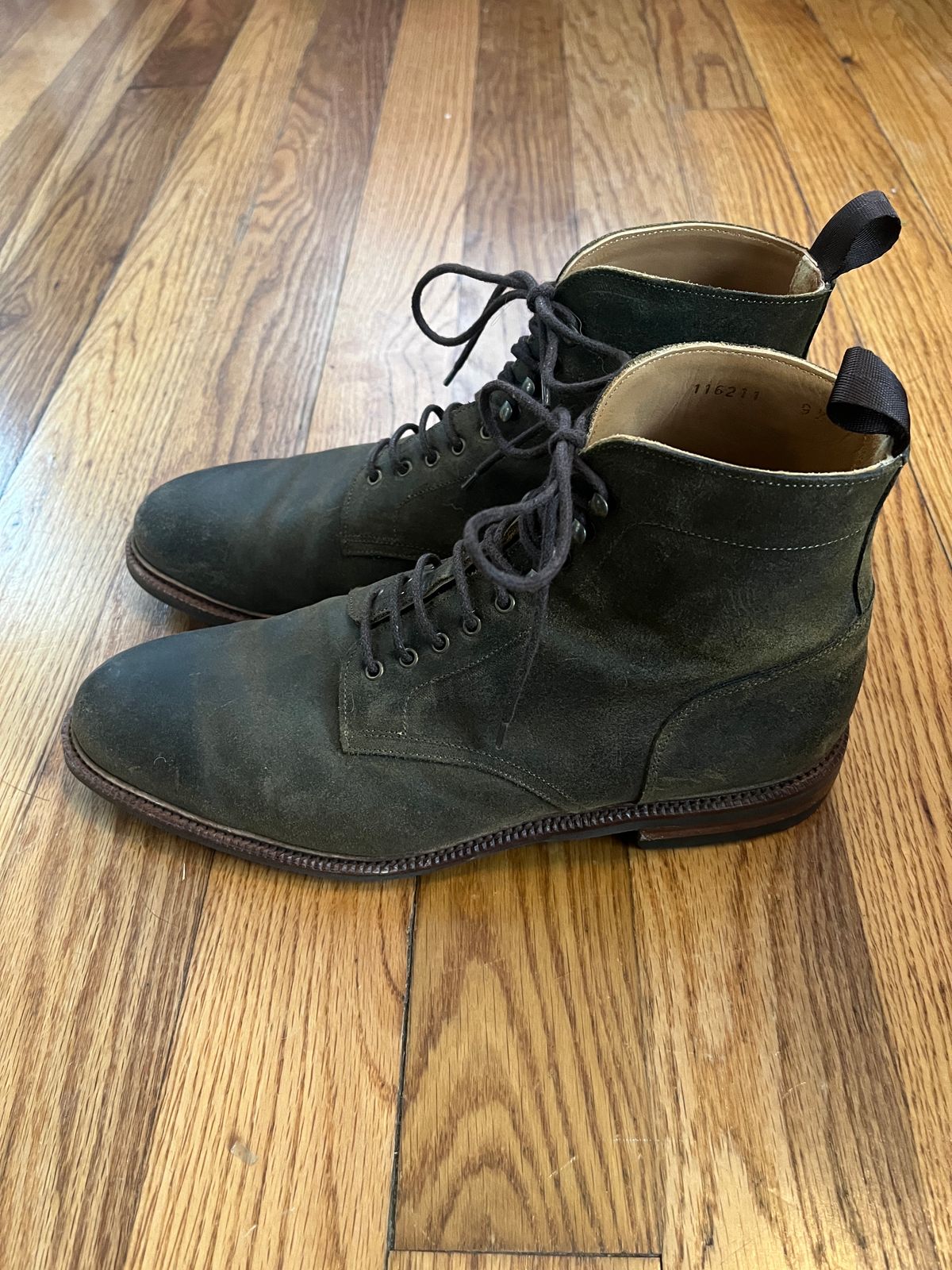 Photo by mjones15 on November 7, 2023 of the Meermin Service Boot in C.F. Stead Leaf Green Waxy Commander Suede.