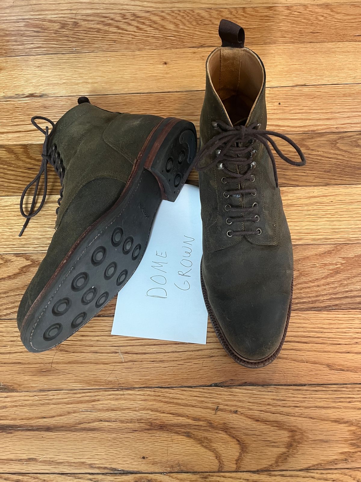 Photo by mjones15 on November 7, 2023 of the Meermin Service Boot in C.F. Stead Leaf Green Waxy Commander Suede.