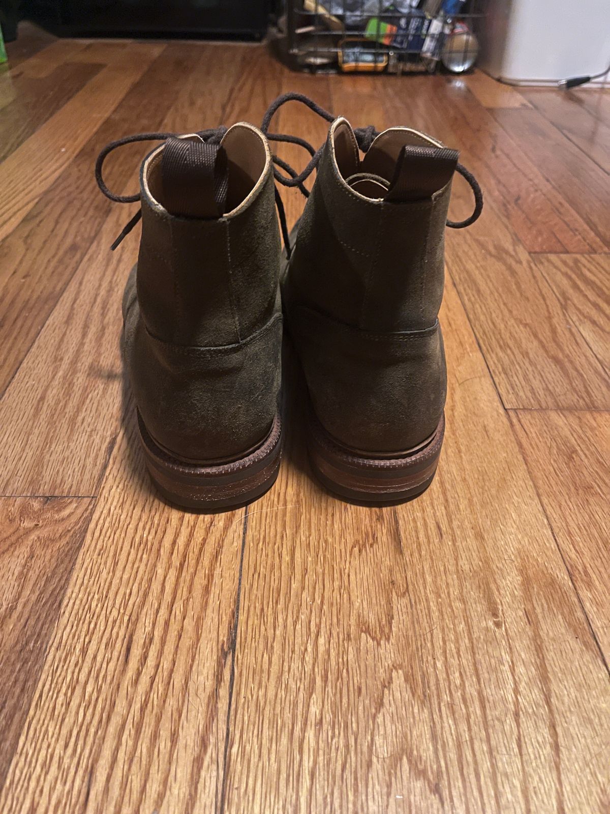 Photo by mjones15 on December 4, 2023 of the Meermin Service Boot in C.F. Stead Leaf Green Waxy Commander Suede.