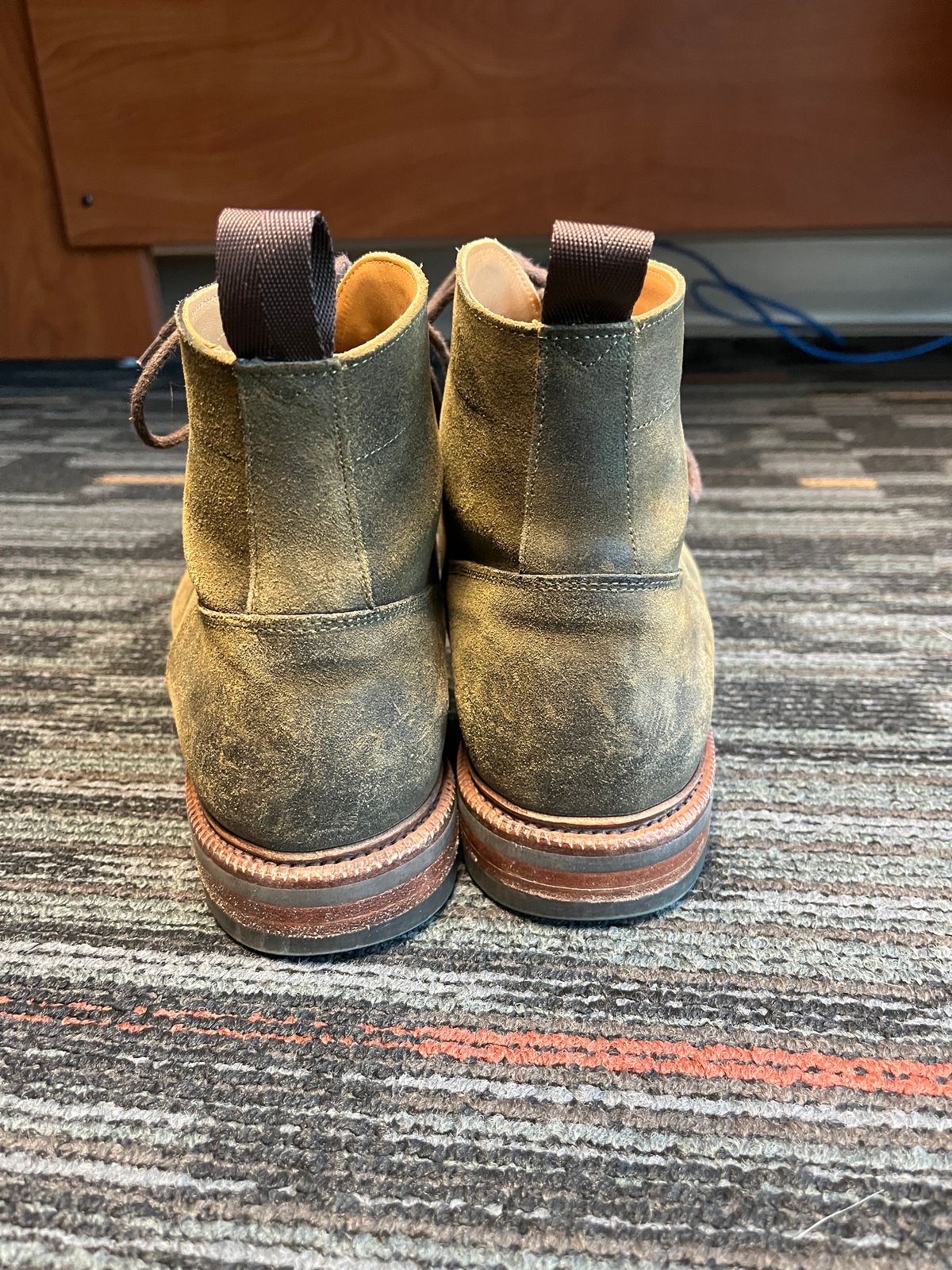 Photo by mjones15 on January 5, 2024 of the Meermin Service Boot in C.F. Stead Leaf Green Waxy Commander Suede.
