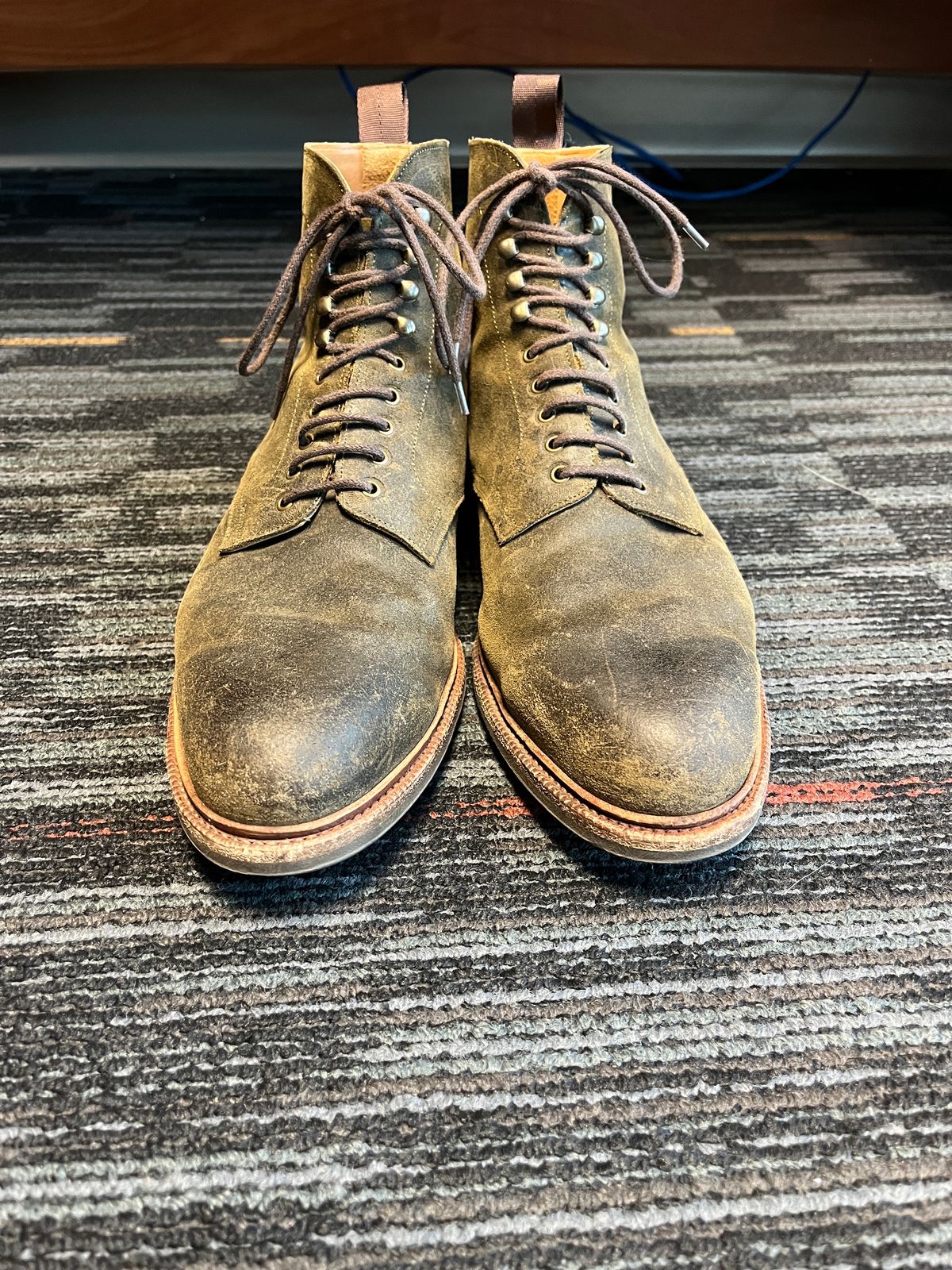 Photo by mjones15 on January 5, 2024 of the Meermin Service Boot in C.F. Stead Leaf Green Waxy Commander Suede.