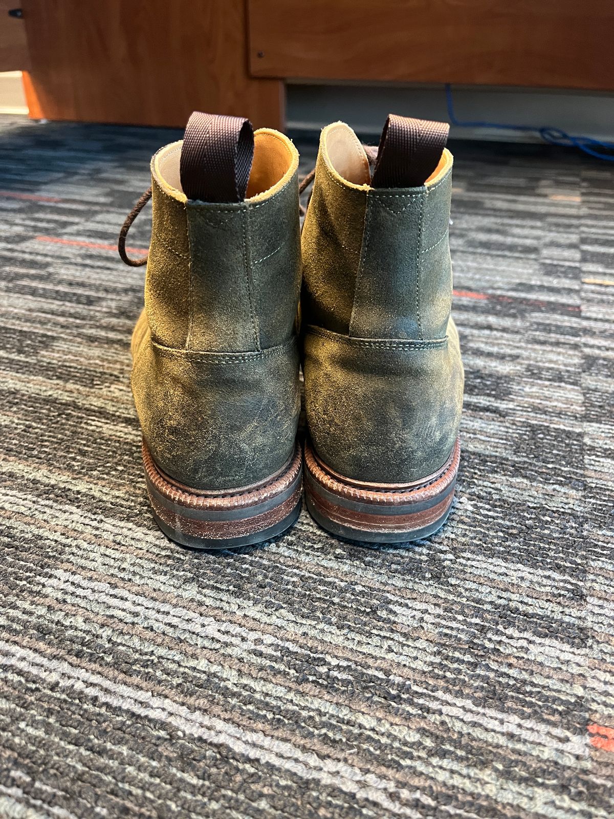 Photo by mjones15 on February 5, 2024 of the Meermin Service Boot in C.F. Stead Leaf Green Waxy Commander Suede.