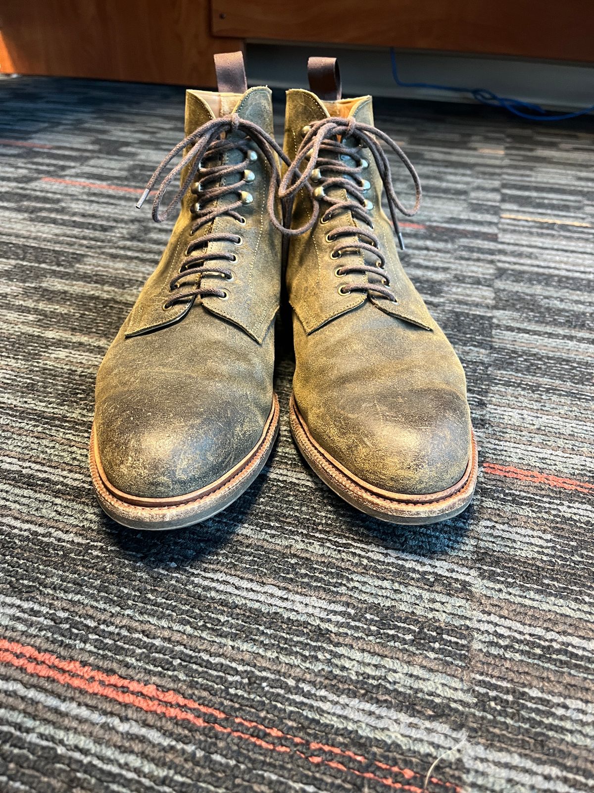 Photo by mjones15 on February 5, 2024 of the Meermin Service Boot in C.F. Stead Leaf Green Waxy Commander Suede.