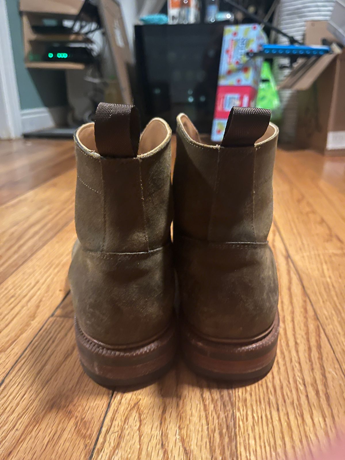 Photo by mjones15 on March 6, 2024 of the Meermin Service Boot in C.F. Stead Leaf Green Waxy Commander Suede.
