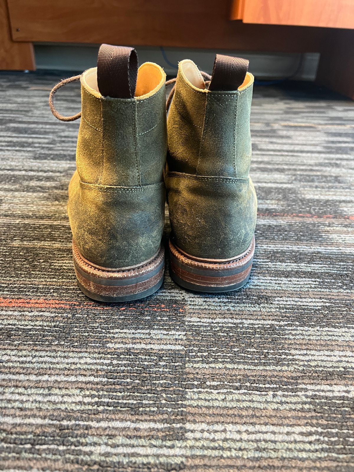 Photo by mjones15 on April 5, 2024 of the Meermin Service Boot in C.F. Stead Leaf Green Waxy Commander Suede.